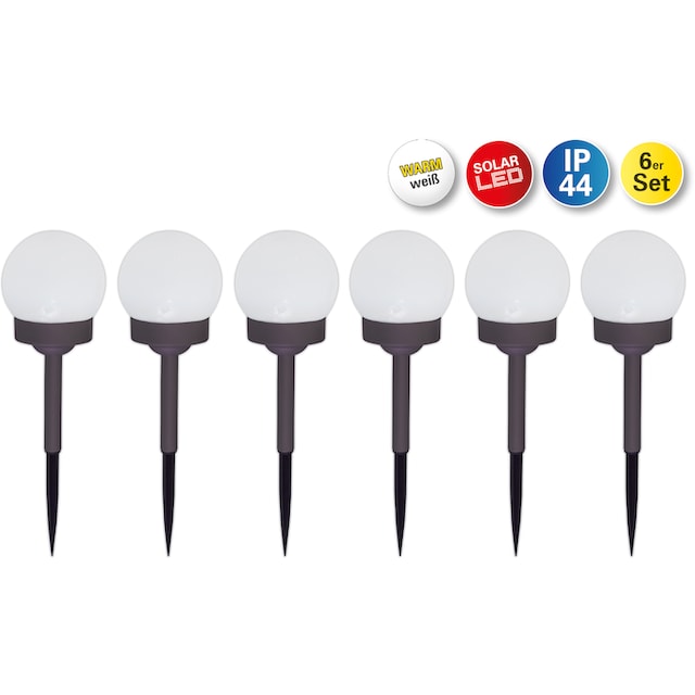 näve LED Solarleuchte »Ground Spikes«, 6 flammig-flammig, LED 6er Set  Solarleuchten,je 1x LED 0,07W,anthrazit,warmweiß kaufen | BAUR