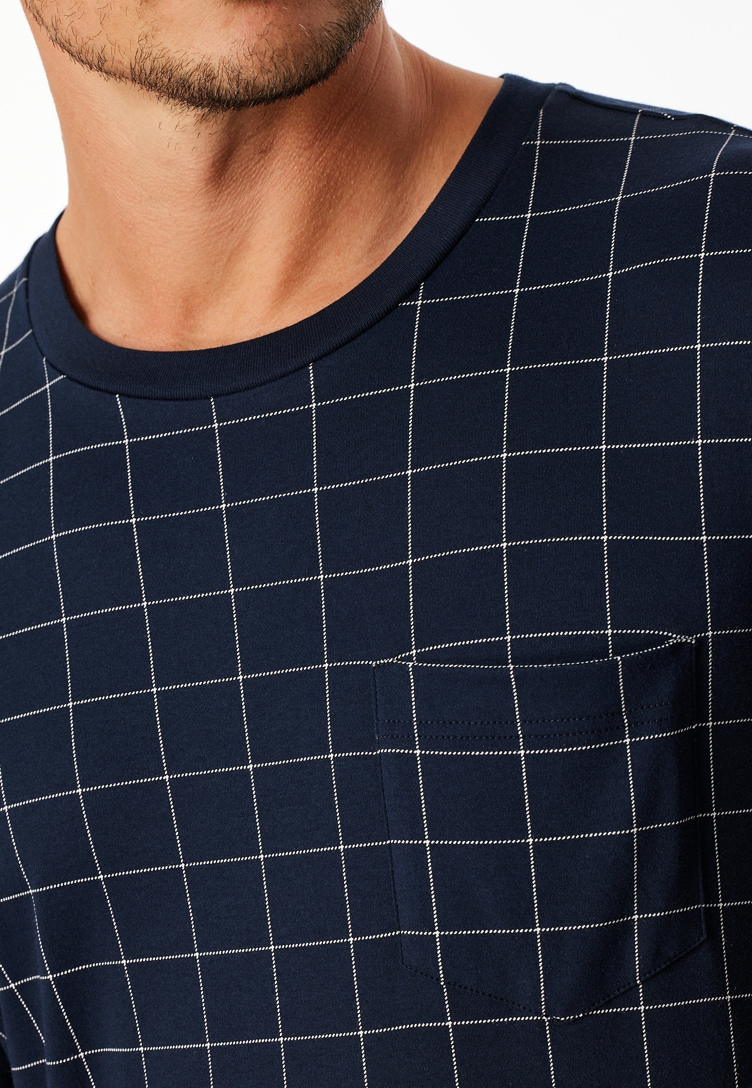 Schiesser Pyjama »Fine Interlock« mit Rundhalsausschnitt, langärmelig, Baumwolle