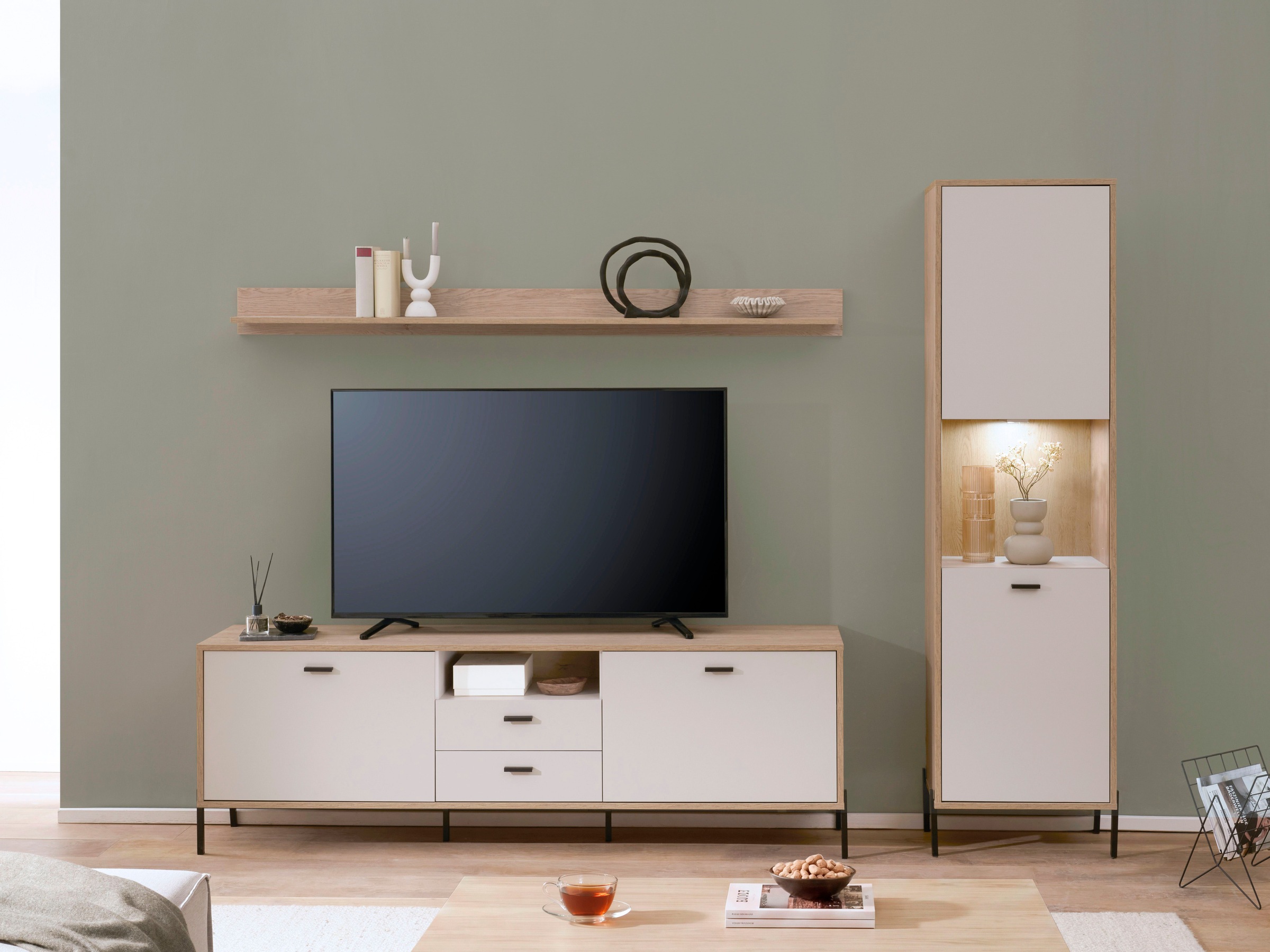 Home affaire Wohnwand »Fredericia, moderne Anbauwand, Komplettset in Kaschmir« Set, 3 Stk. tlg.