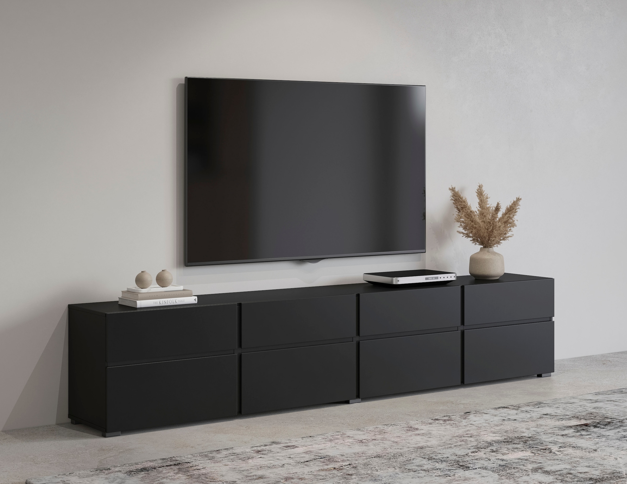 OTTO home Lowboard "Cross, moderne grifflose TV-Kommode,4 Klappen/4 Schubkä günstig online kaufen