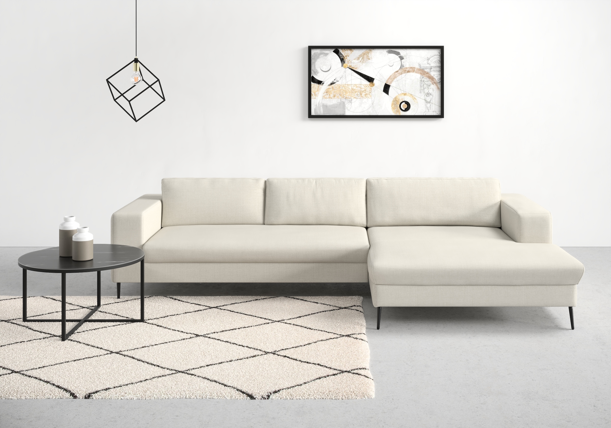 DOMO collection Ecksofa »Modica, zeitlos und elegant, L-Form«, moderne Optik mit extrabreiter Recamiere, auch in Cord