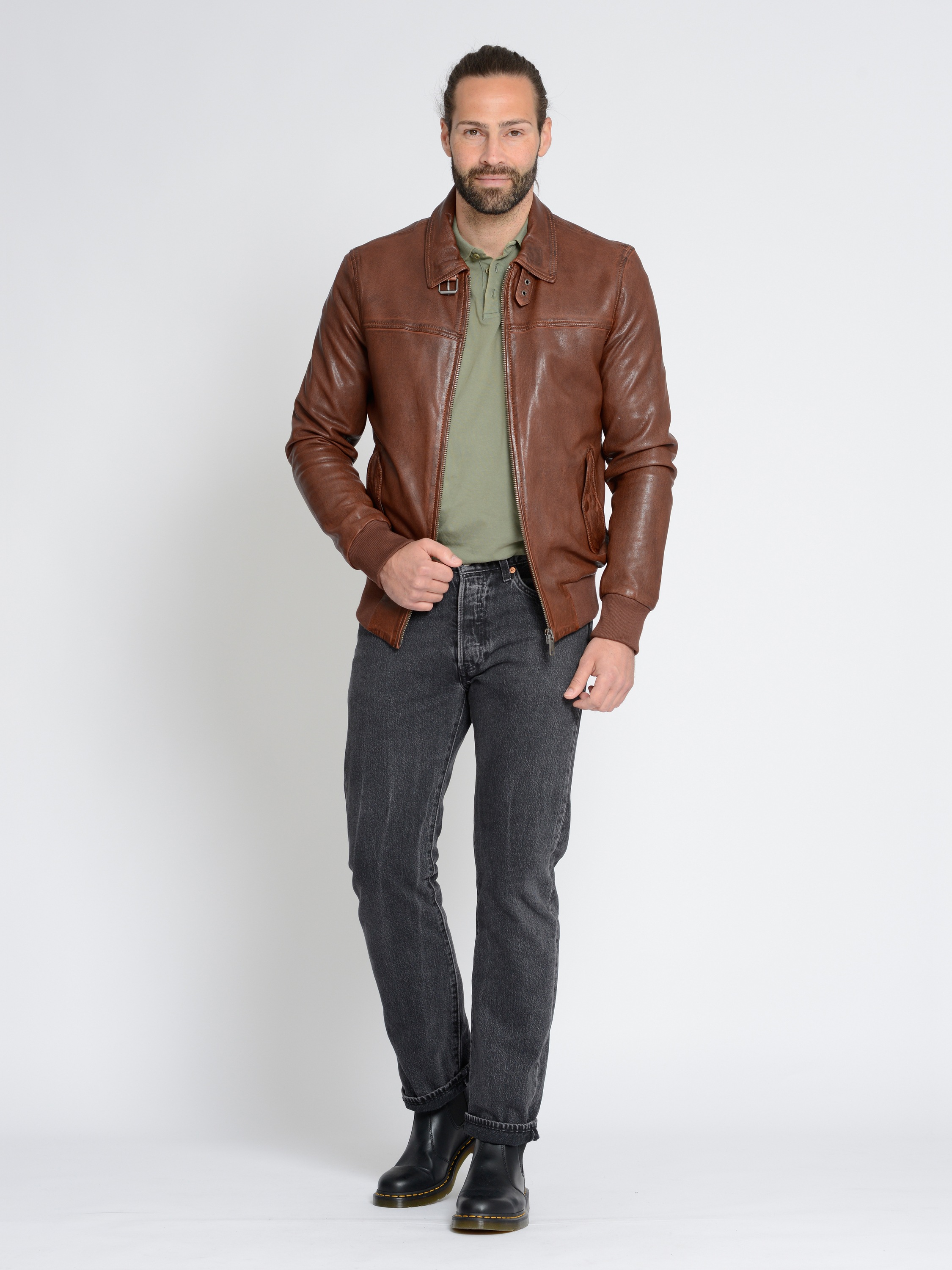 Mustang 31022119 Leather Blouson Brown M 3