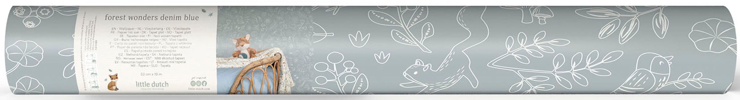 LITTLE DUTCH Vliestapete »Forest Wonders Denim« grafisch glatt Design Tapeten
