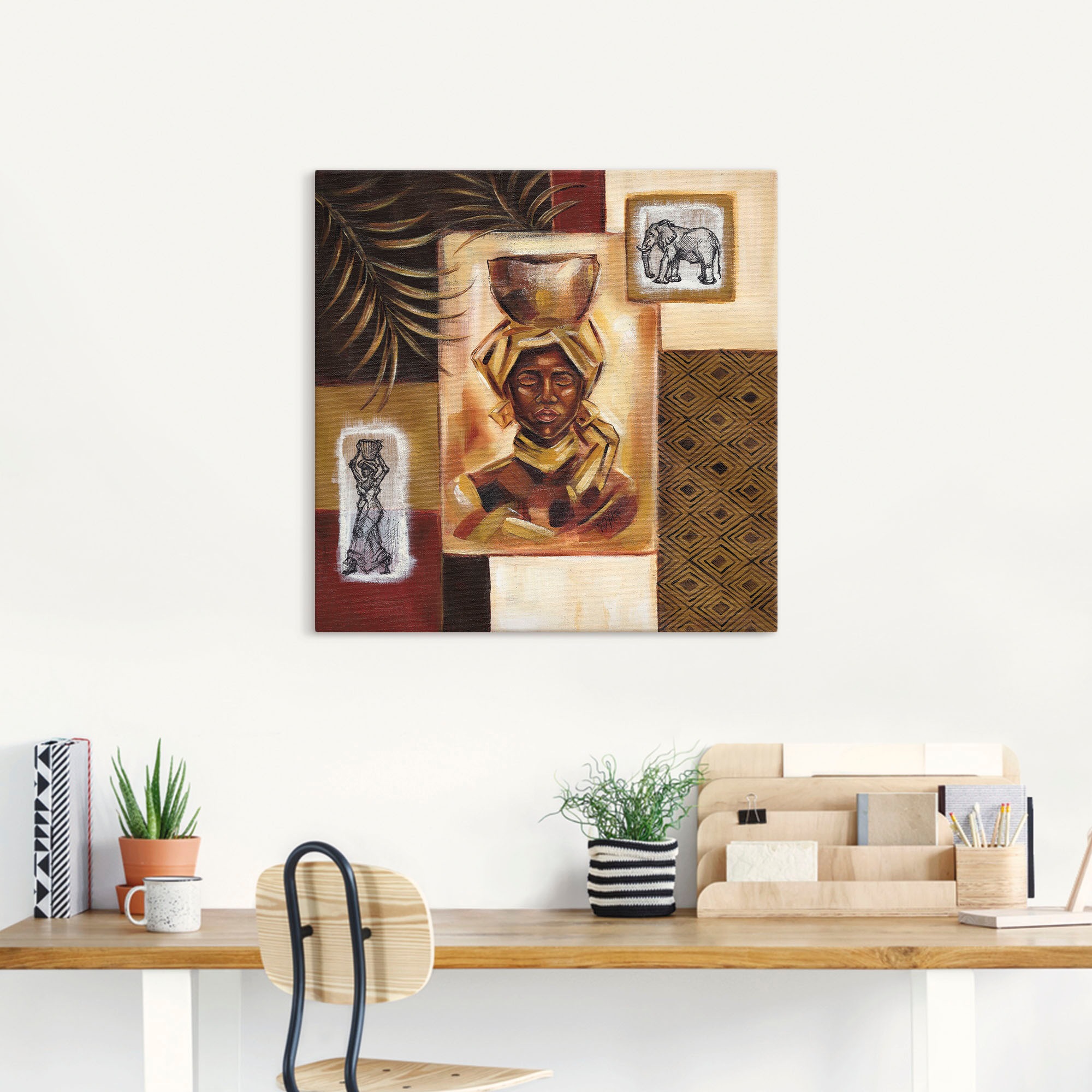 Artland Leinwandbild "Aus Afrika I" Frau 1 Stk. tlg. auf Holzrahmen gespann günstig online kaufen