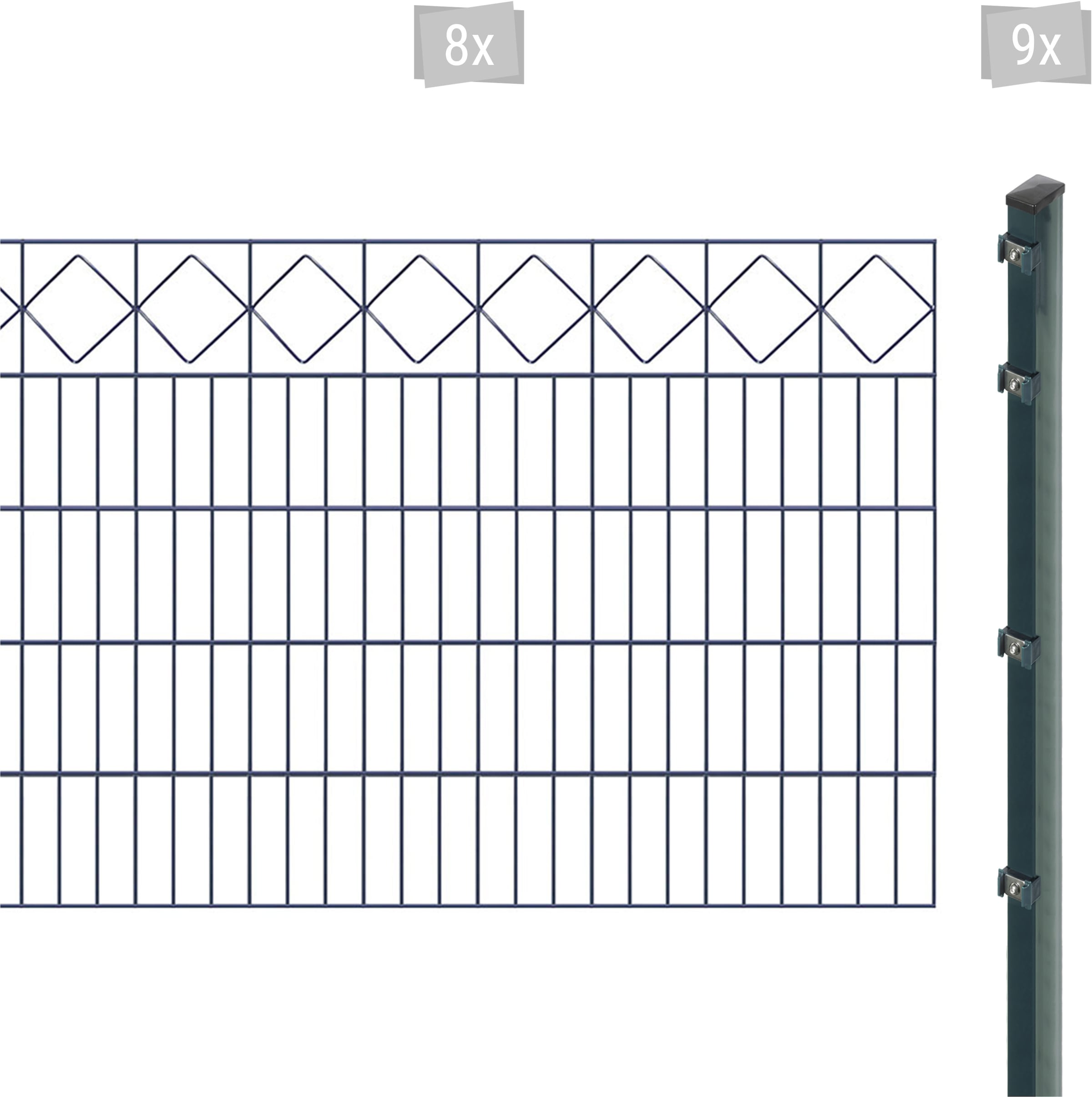 Arvotec Doppelstabmattenzaun "EXCLUSIVE 100 zum Einbetonieren "Karo" mit Zierleiste", Zaunhöhe 100 cm, Zaunlänge 2 - 60 