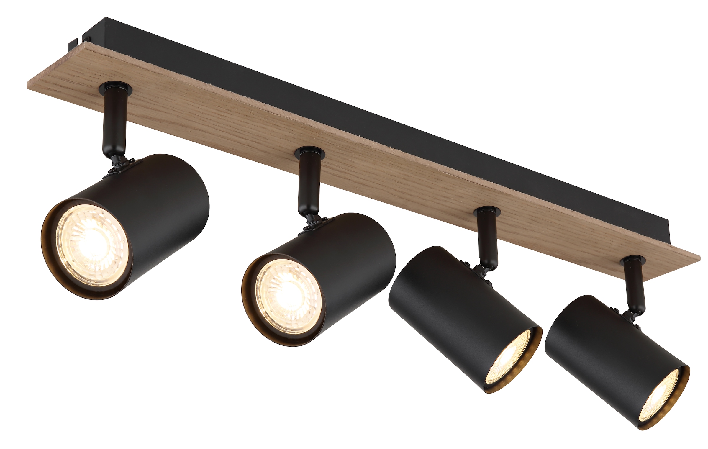 GLOBO LIGHTING Deckenstrahler »LINCA«, Leuchtmittel GU10 | ohne Leuchtmittel, Deckenspot/holzoptik/schwarz/Flur/Wohnzimmer