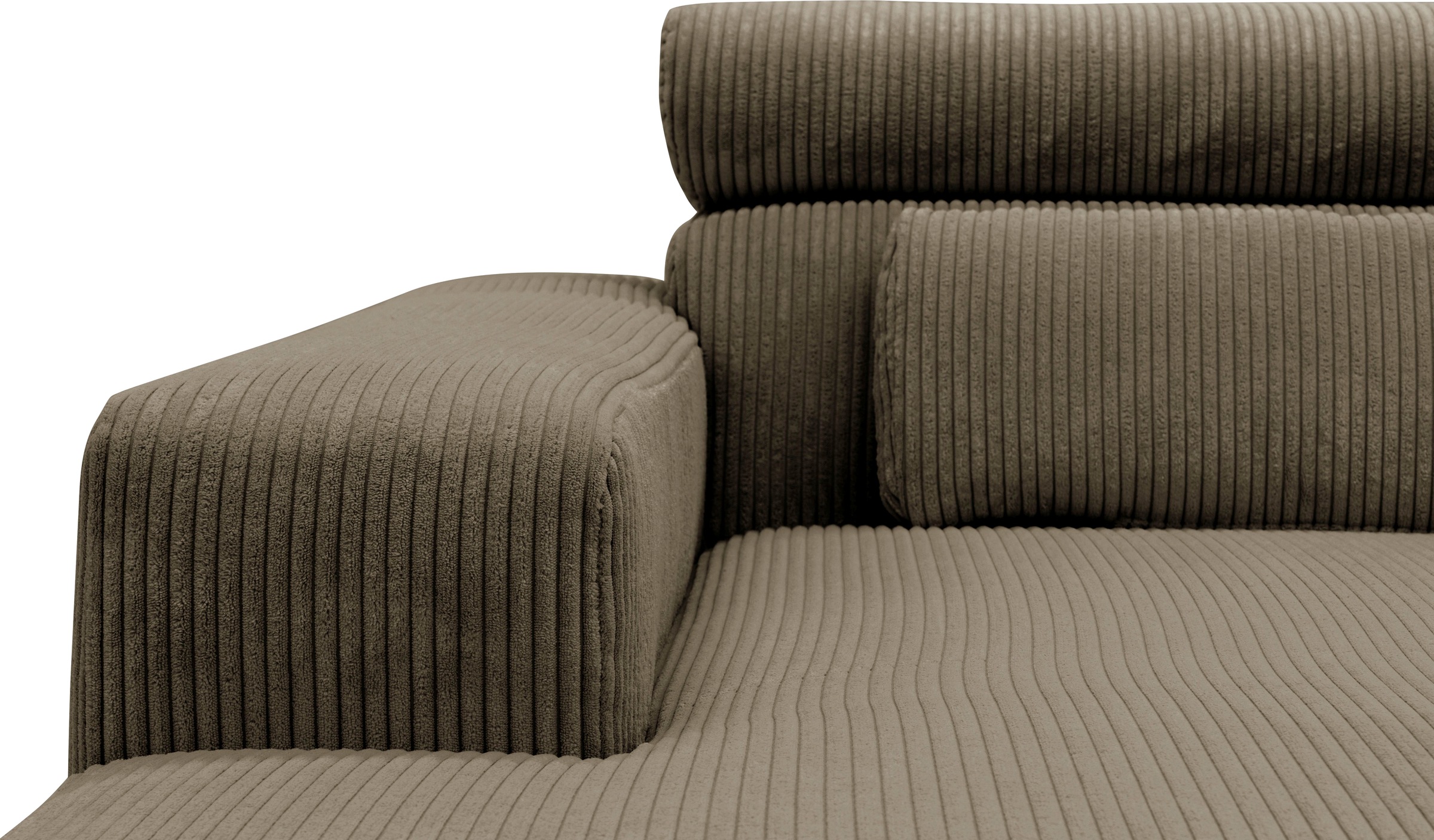 DOMO collection Ecksofa »Brandon große Ausführung B/T/H: 289/177/80 cm, auch in Leder und Cord«, mit Kopfteilverstellung, wahlweise Sitztiefenverstellung, L-Form