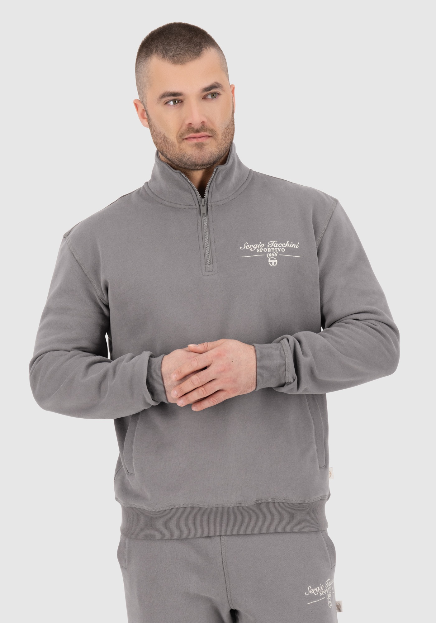 Sergio Tacchini Sweatshirt »NINO RELAXED 1/4 ZIP SWEATER Herren«, Sweatshirt Herren, Fleece Pullover, Troyer, Retro, Outdoor, Sale