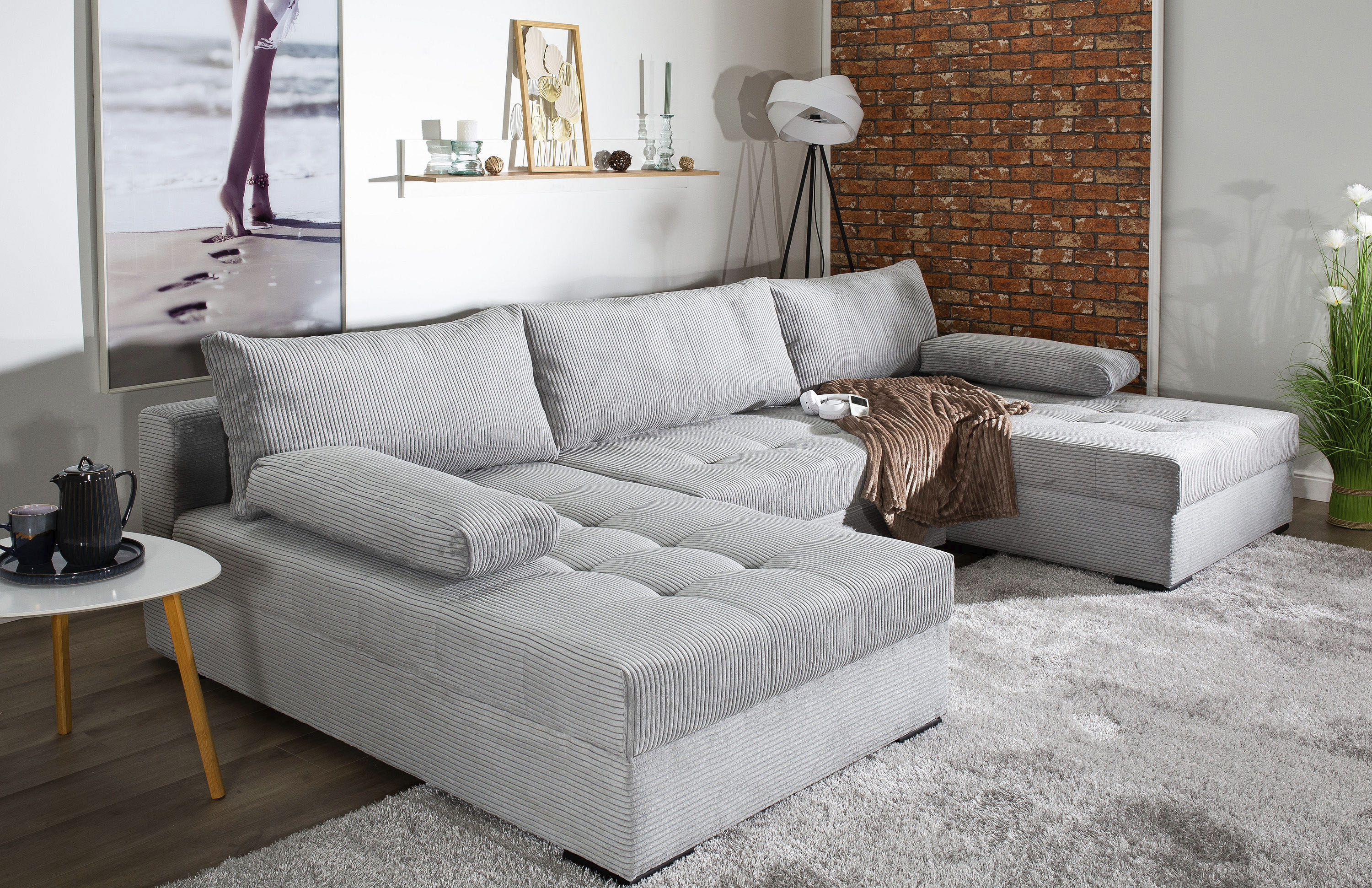 COLLECTION AB 1100000002199 "Josy U-Form, B: 307 cm" Schlaffunktion & Bettkasten, Federkern