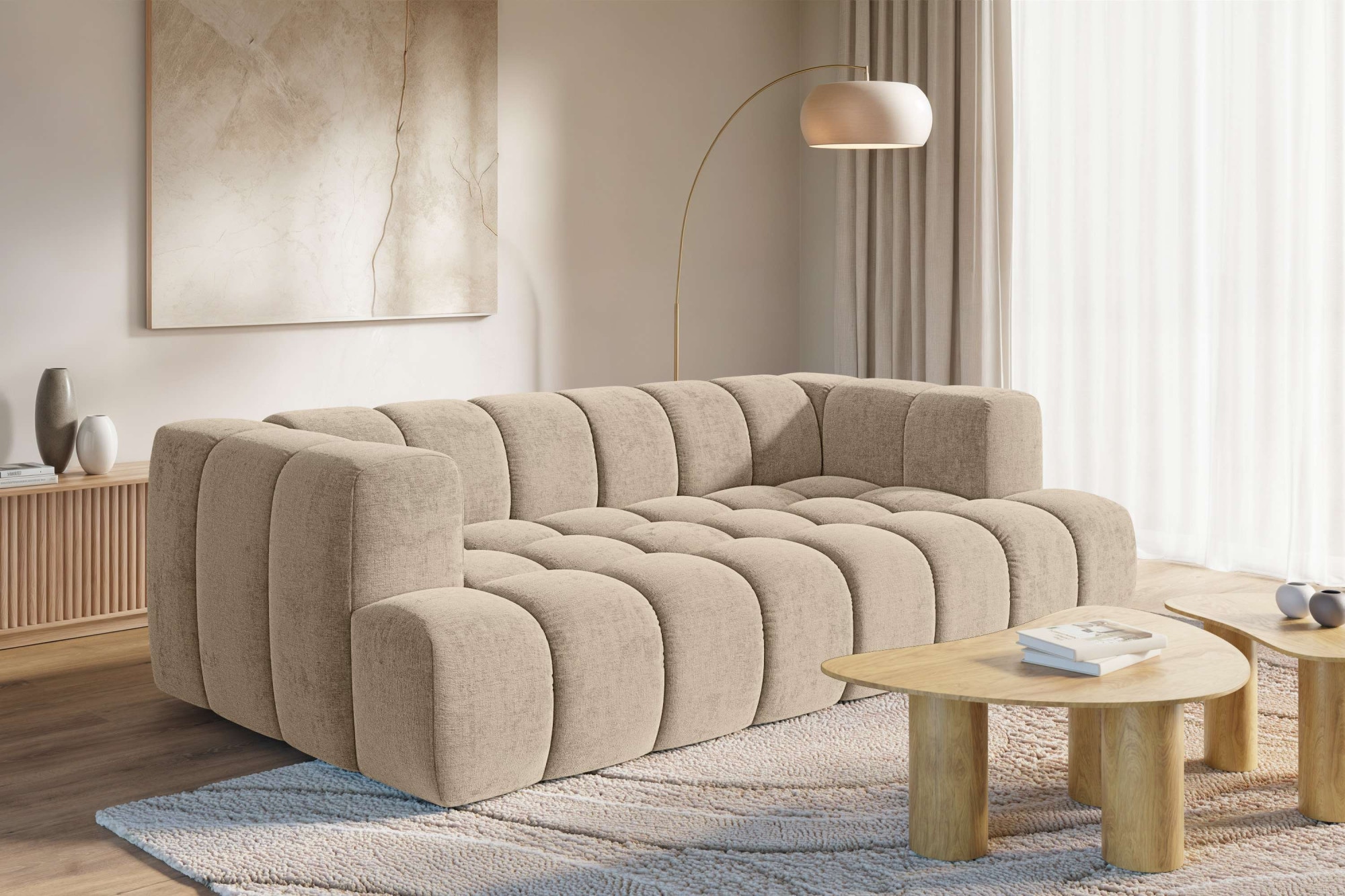 homsy by Ana Johnson Big-Sofa ""XL" BOUBELLE Design-Sofa extra tief, Bubble-Optik, Breite 246 cm" 4-Sitzer mit Wellenunterfederung, XL Sitztiefe 100 cm