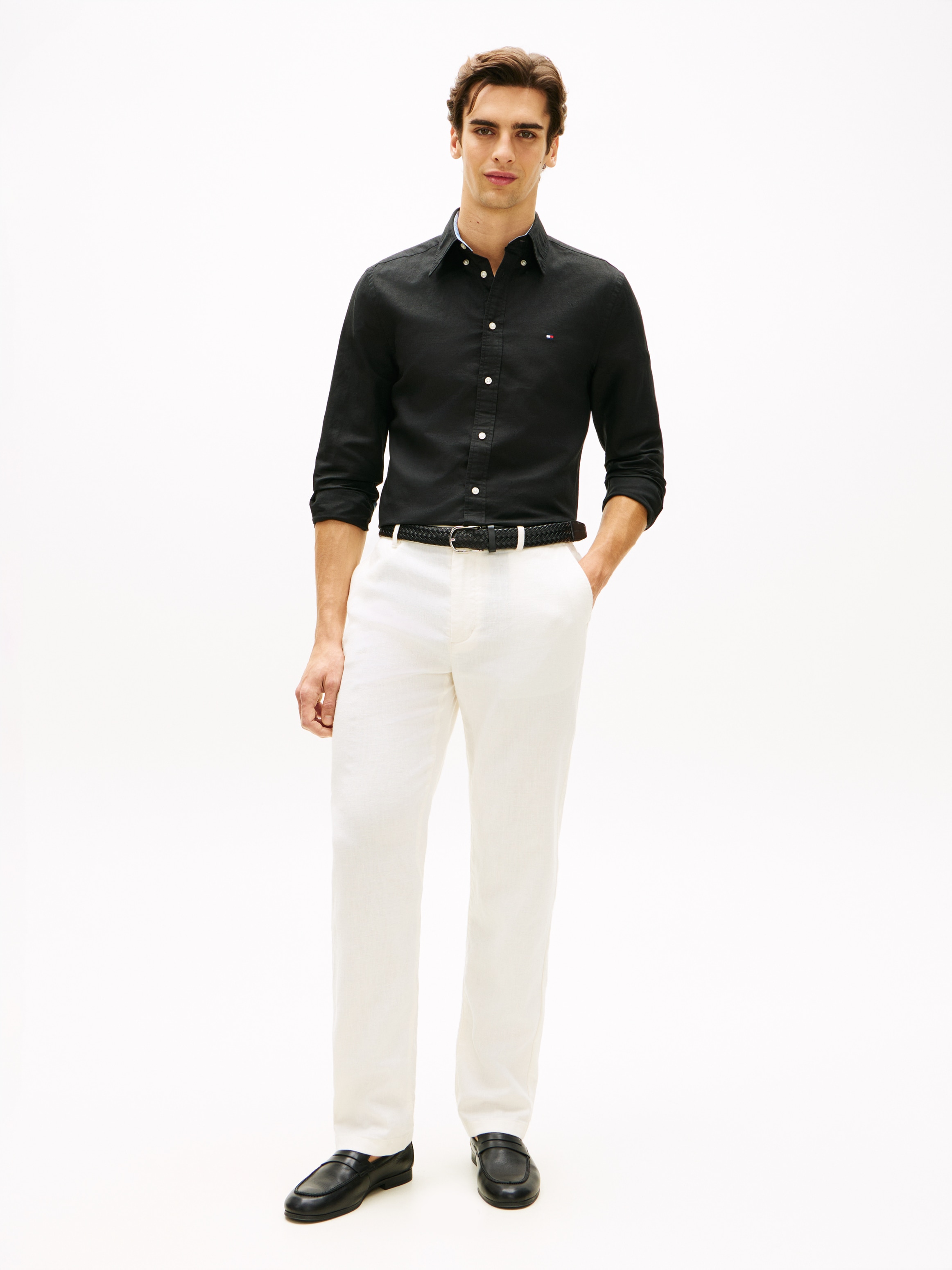 Tommy Hilfiger Langarmhemd »LINEN BLEND SOLID BTD« Regular Fit Leinen