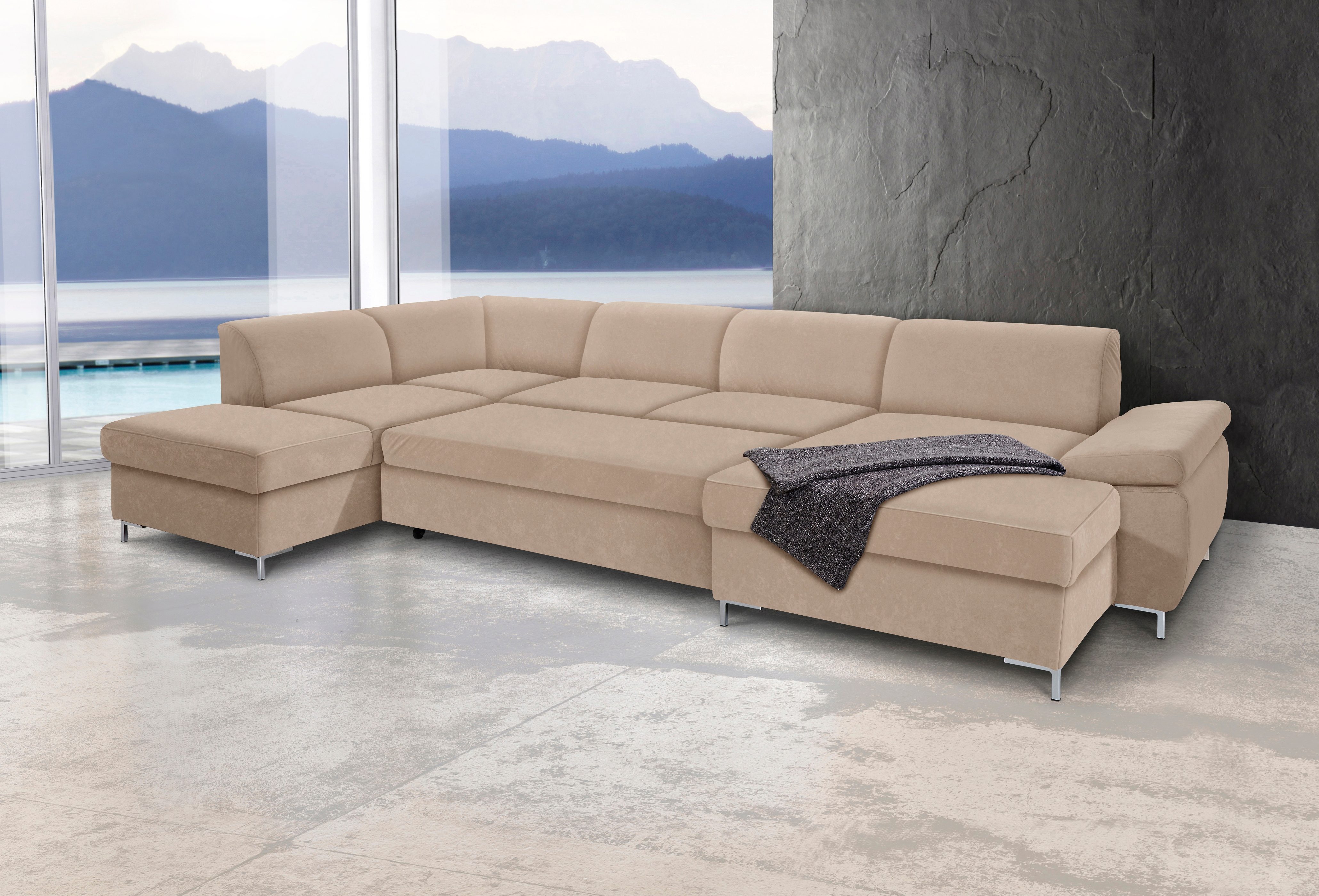 Thumbnail - DOMO collection Wohnlandschaft "Santana mit viel Platz, komfortabel, moderner Fuß, bequeme Armlehne", wahlweise mit Bett...