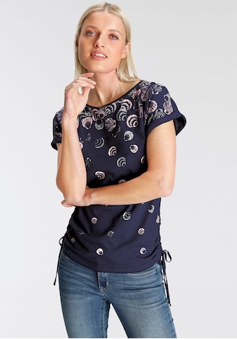 DELMAO T-Shirt, mit seitlichen Raffungen in verschiedenen Druckdesigns - NEUE MARKE kaufen