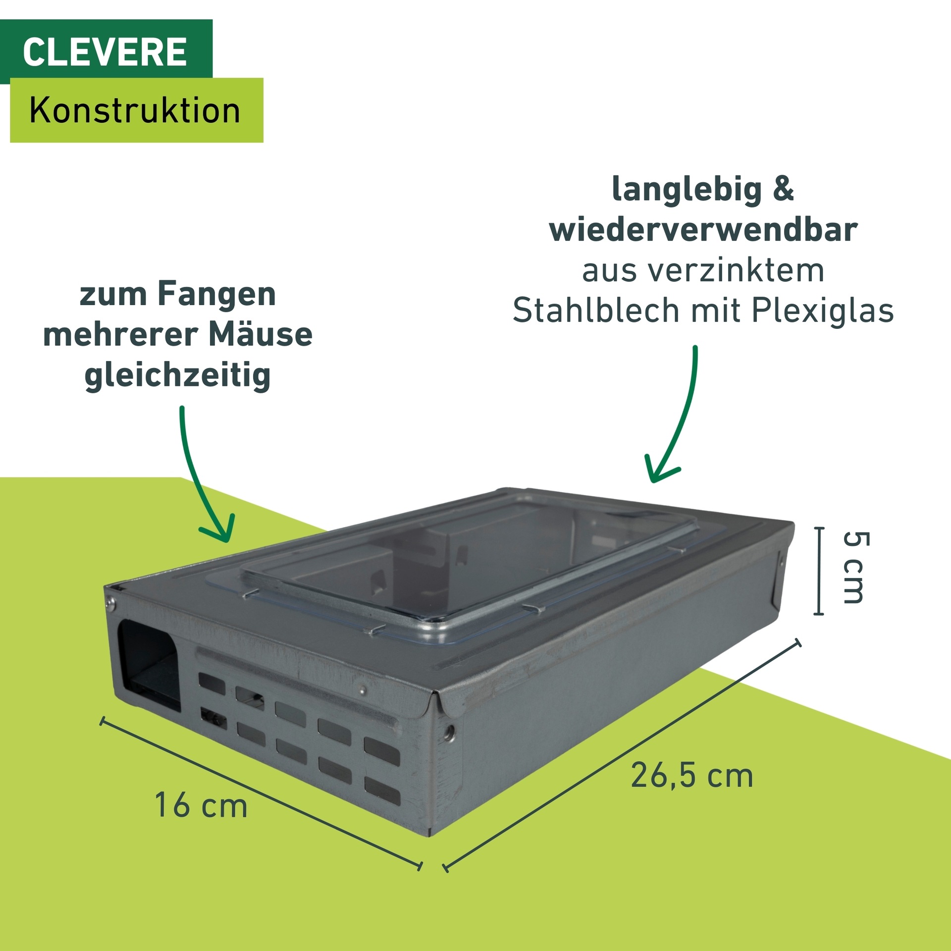 Windhager Lebendfalle »Wiederverwendbare Mehrfachfang-Stahlfalle« langlebig und wiederverwendbar, Ideal für Vorrats- und Nebenräume