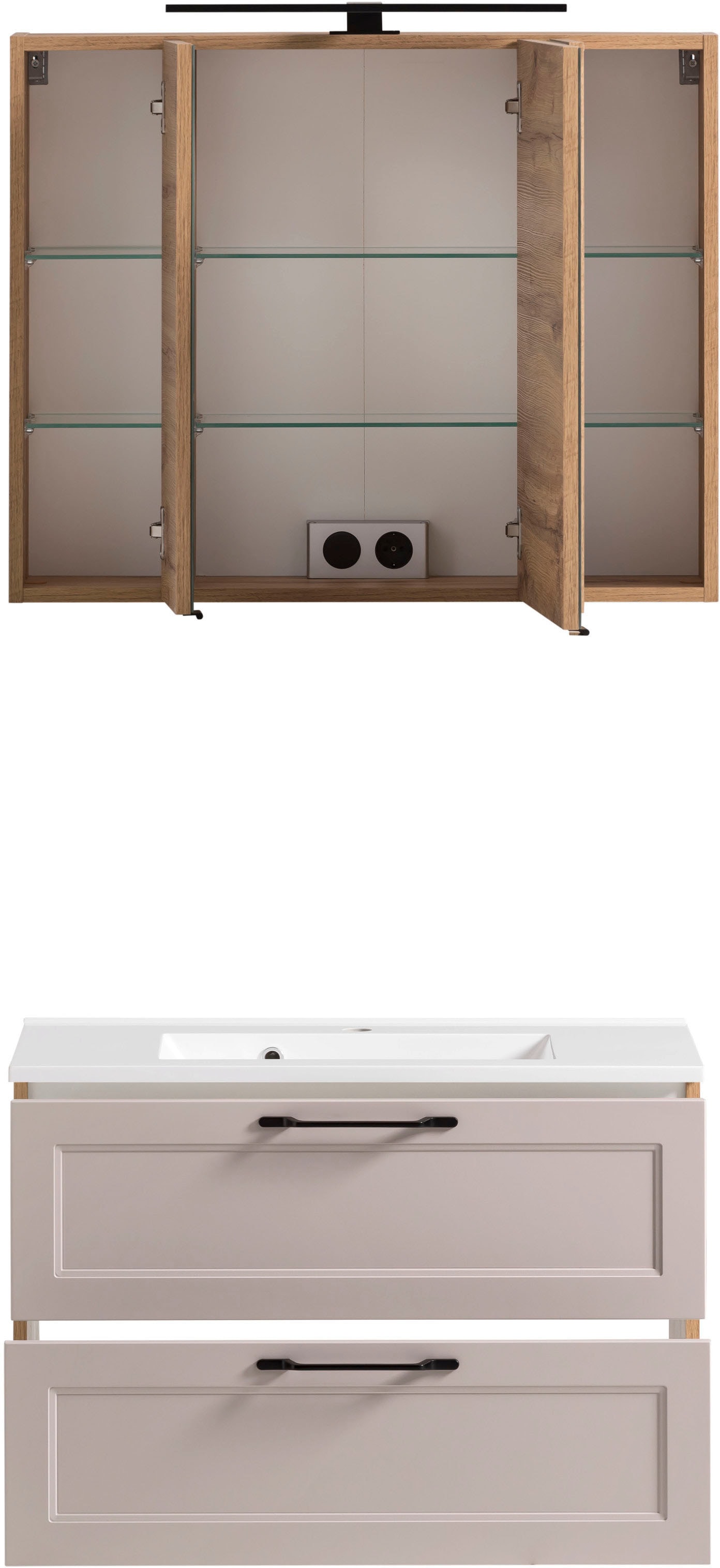 welltime Badmöbel-Set »Lana«, (Komplett-Set, 2 St.), Badezimmer-Set, 2-teilig, inkl. Waschbecken, 80 cm breit