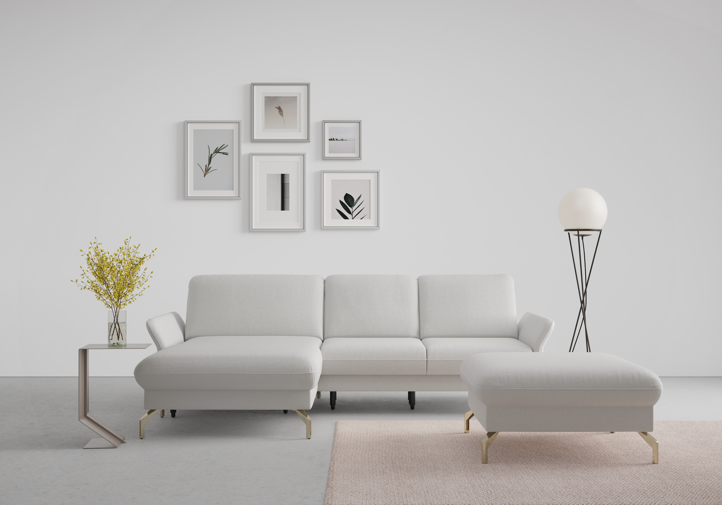 Ecksofa SIT & MORE "Fashion L-Form", grau (hellgrau), B:253cm H:84cm T:165cm, Sofas, Ecksofa, wahlweise mit Kopfteilverstellung, Vorziehsitz, motorisch, Nickelfüße 10