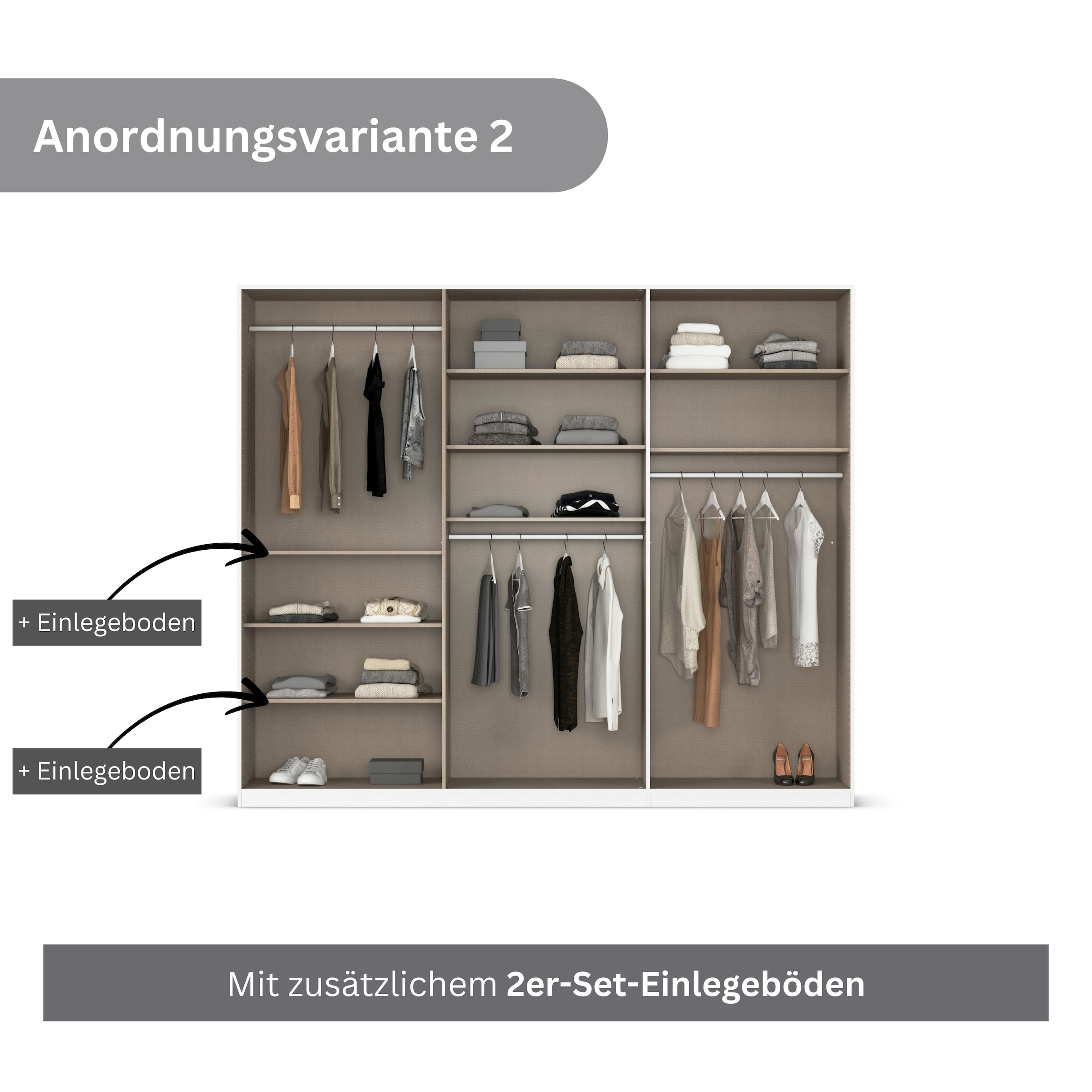 rauch Drehtürenschrank »Kleiderschrank Schrank Garderobe AGORDO mit Dekor- oder Hochglanzfront«, (in zwei Griff-Farben), durchdachte Innenausstattung, in 6 Breiten und 2 Höhen MADE IN GERMANY