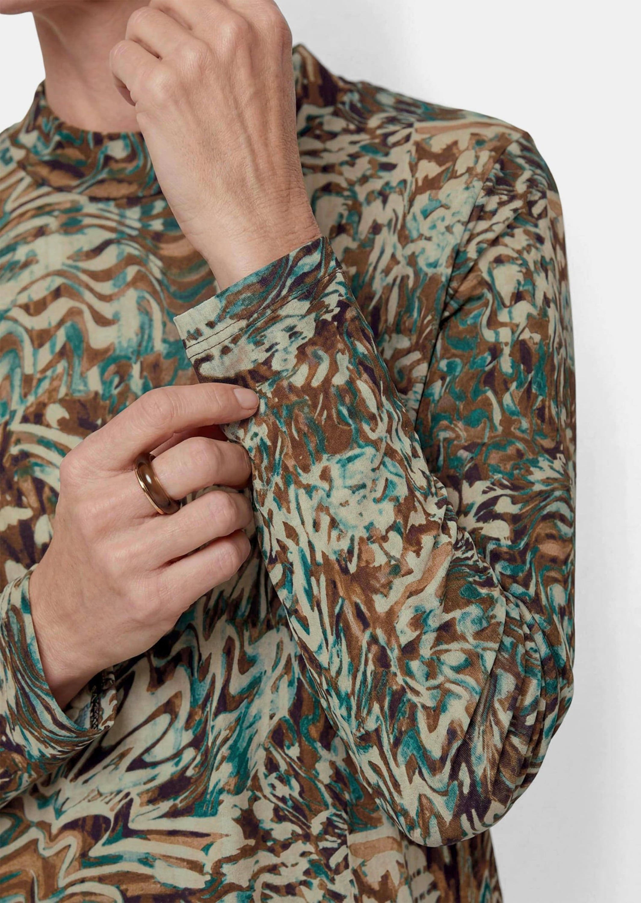 GOLDNER Print-Shirt »Stehbundshirt mit Langarm« Stretchbequmer Viskosejersey