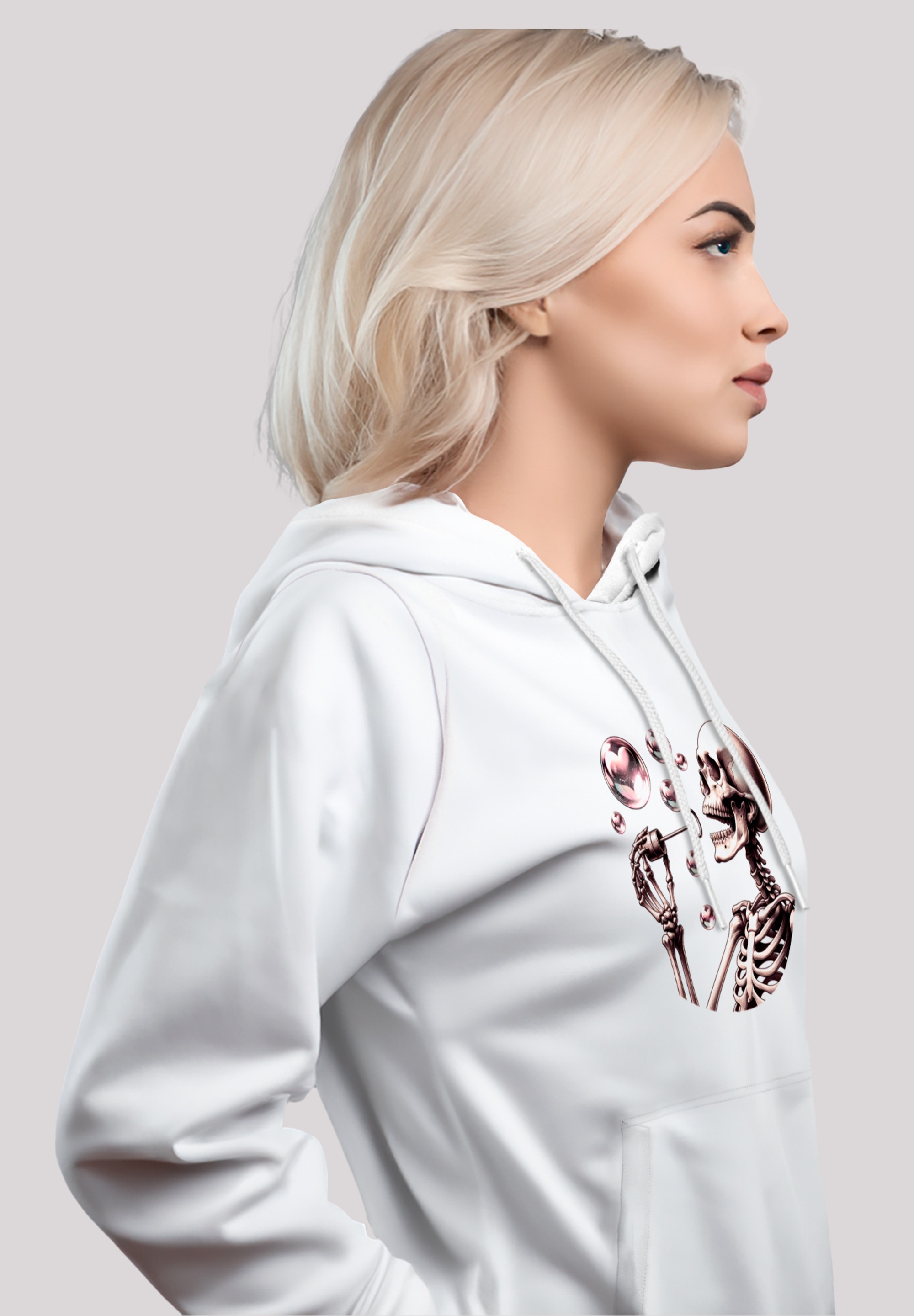 F4NT4STIC Kapuzenpullover »Niedliches Goth Skelett Herz Seifenblasen«, Premium Qualität
