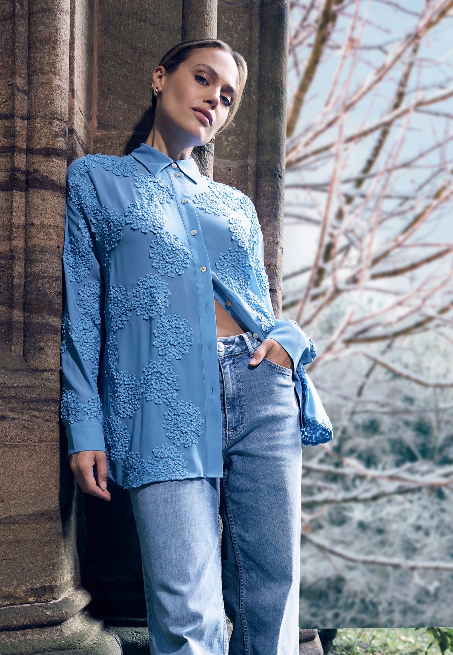Zero Hemdbluse »zero Hemdbluse mit Stickerei«