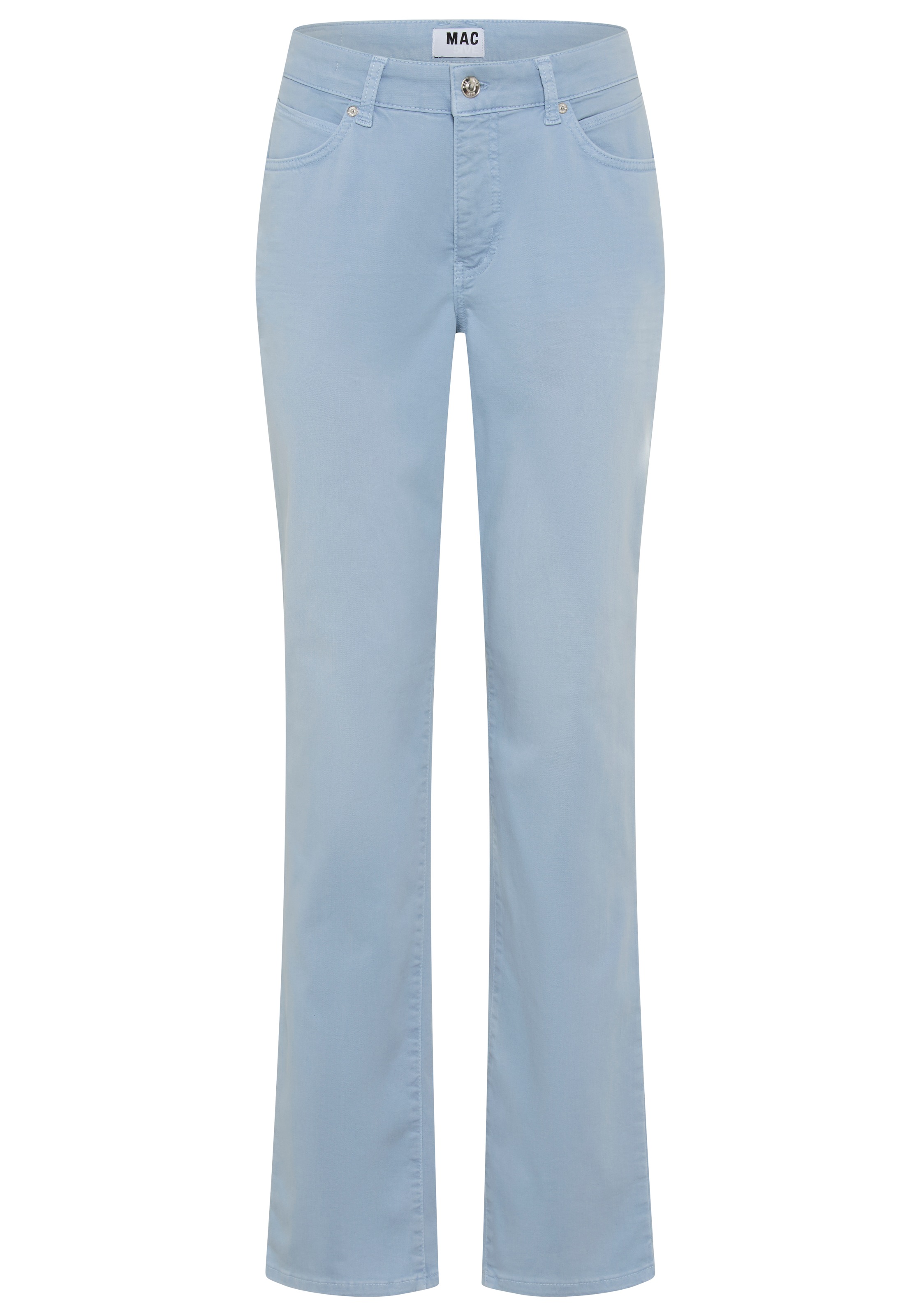 Stretch-Jeans MAC "Melanie", Damen, Gr. 42, Länge 28, cashmere blau, Denim/Jeans, Obermaterial: 88% Baumwolle, 8% Elastomultiester, 4% Elasthan, figurbetont lang, Jeans, Gerade geschnitten, Topseller