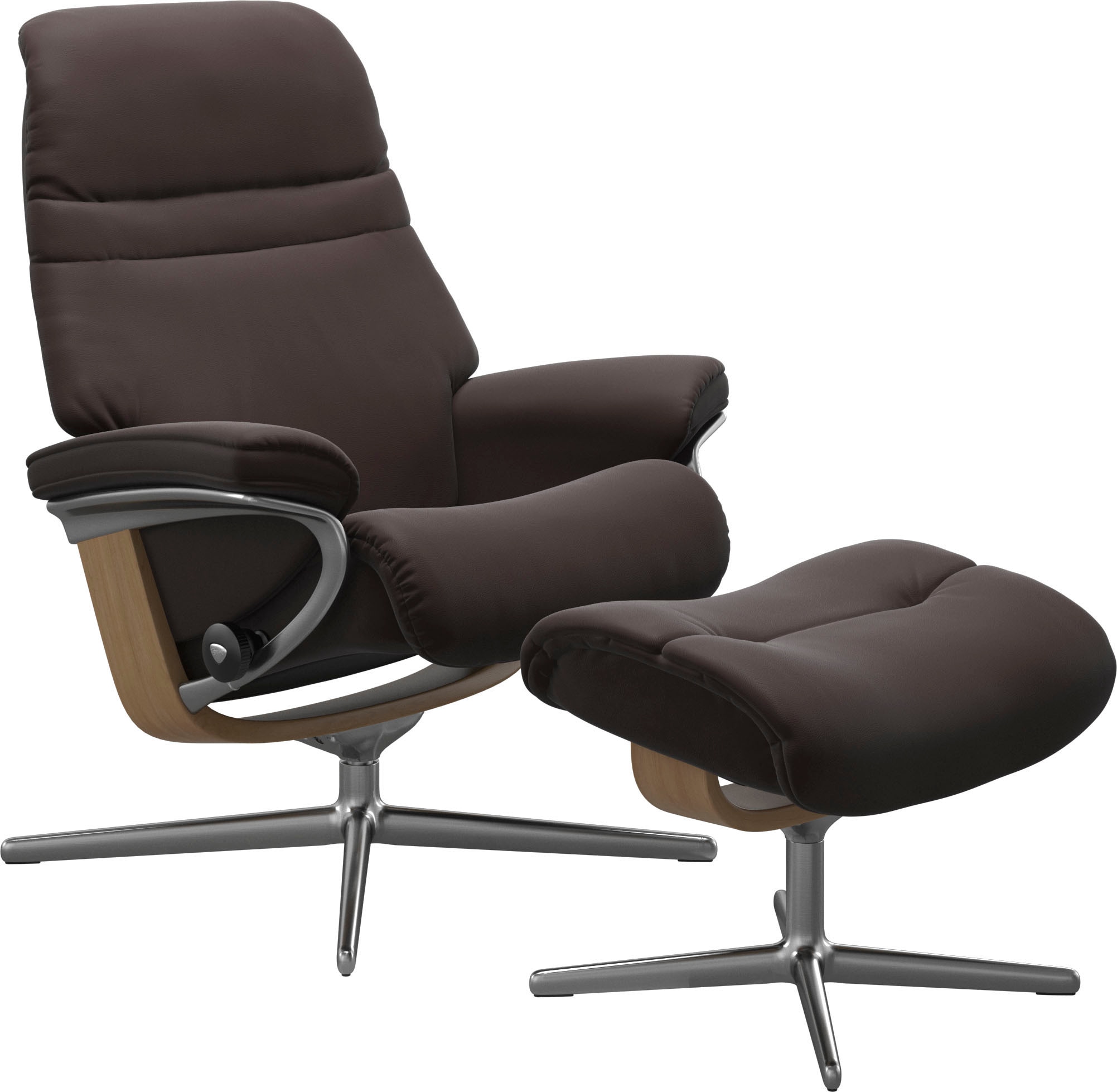 Stressless® Relaxsessel »Sunrise«, (Set, Relaxsessel mit Hocker), mit Hocker, mit Cross Base, Größe S, M & L, Holzakzent Eiche