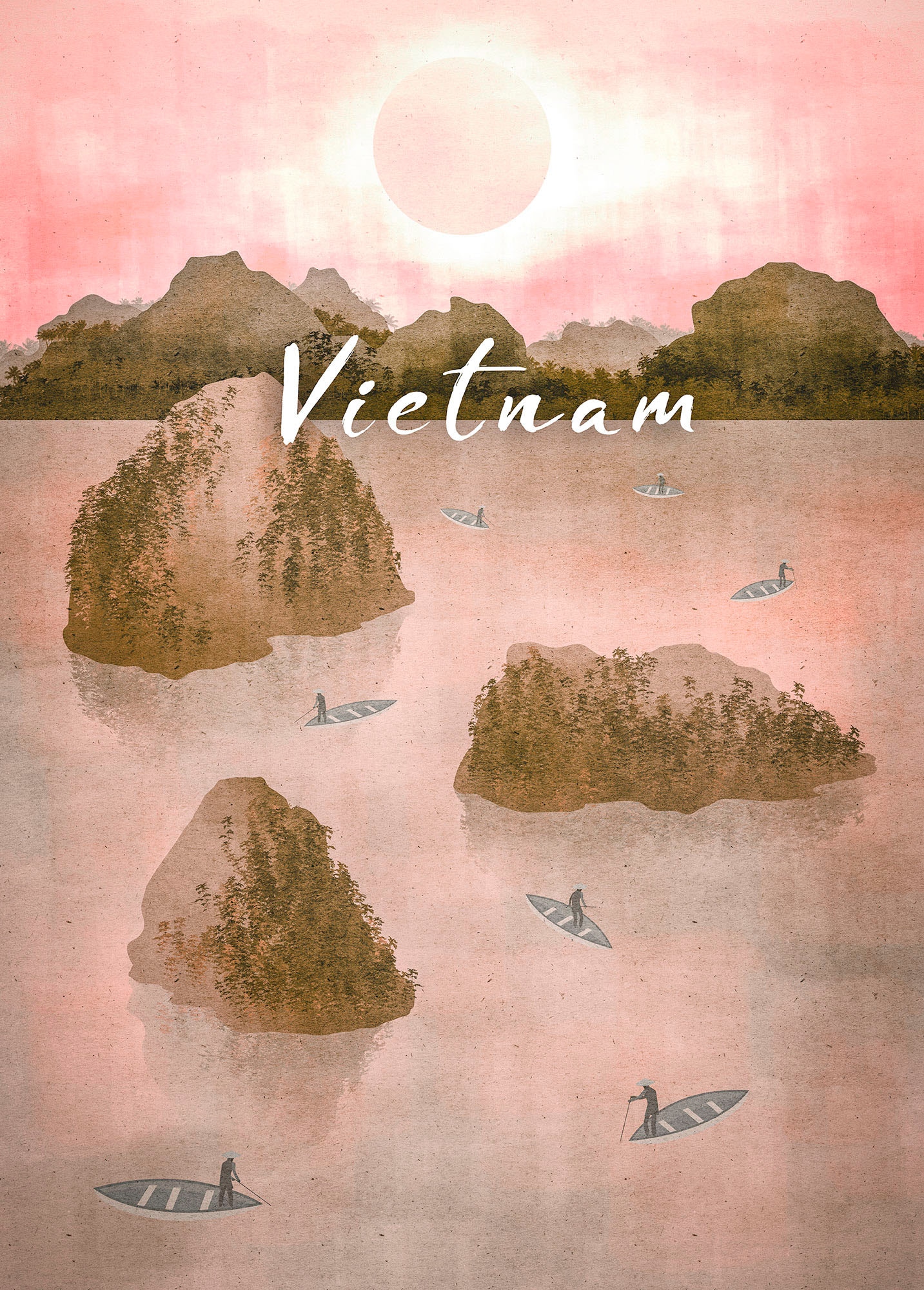Komar Bild "Vintage Travel Vietnam" Natur 1 Stk. tlg. Wandbild zur Dekorati günstig online kaufen