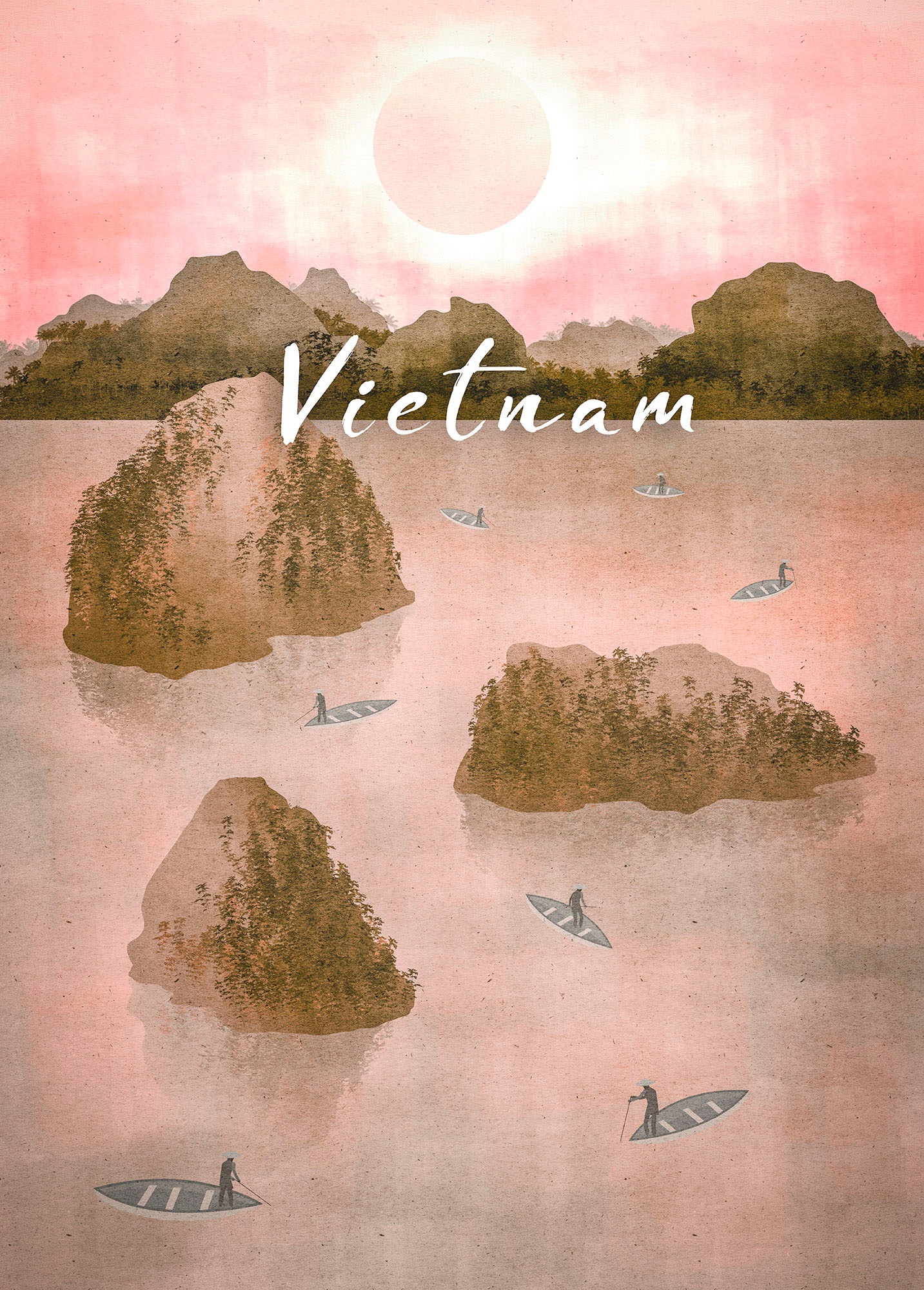 Komar Wandbild "Vintage Travel Vietnam", (1 St.), Deutsches Premium-Poster günstig online kaufen