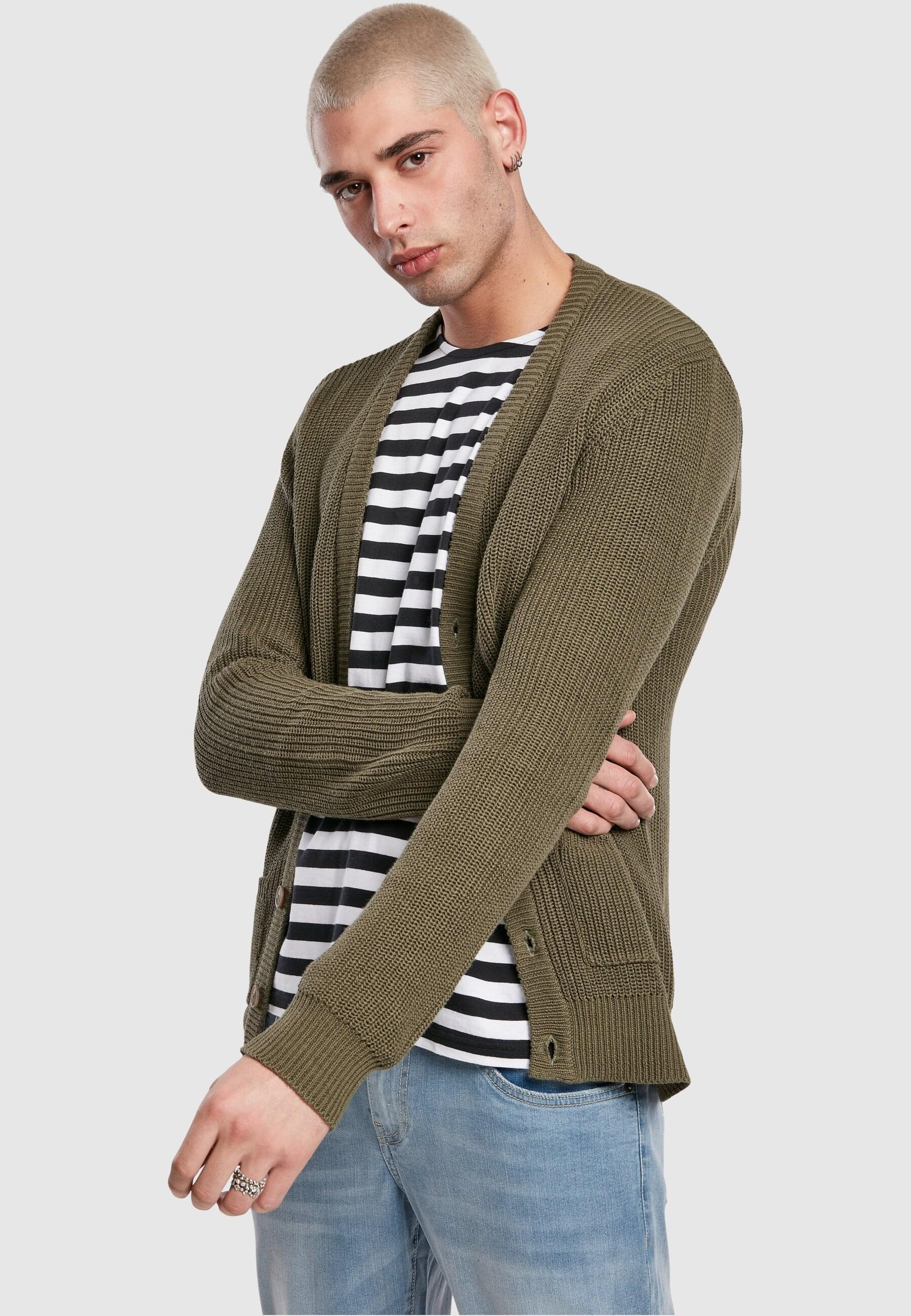 URBAN CLASSICS Strickfleecejacke »Urban Classics Herren Boxy Cardigan«, (1 St.), ohne Kapuze