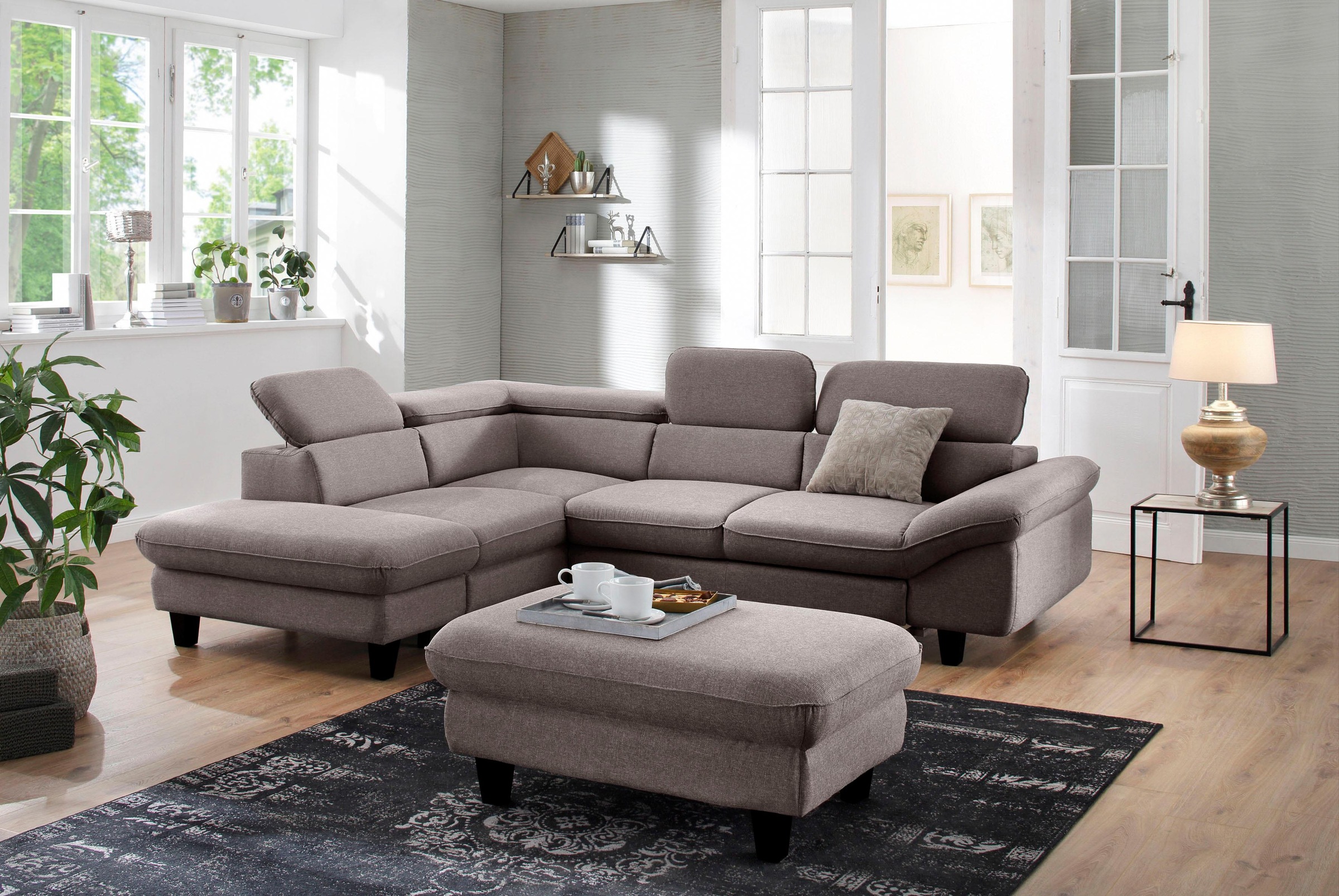 Home affaire Ecksofa »Pilot L-Form«, mit Kopfteilverstellung, optional Bettfunktion und Bettkasten