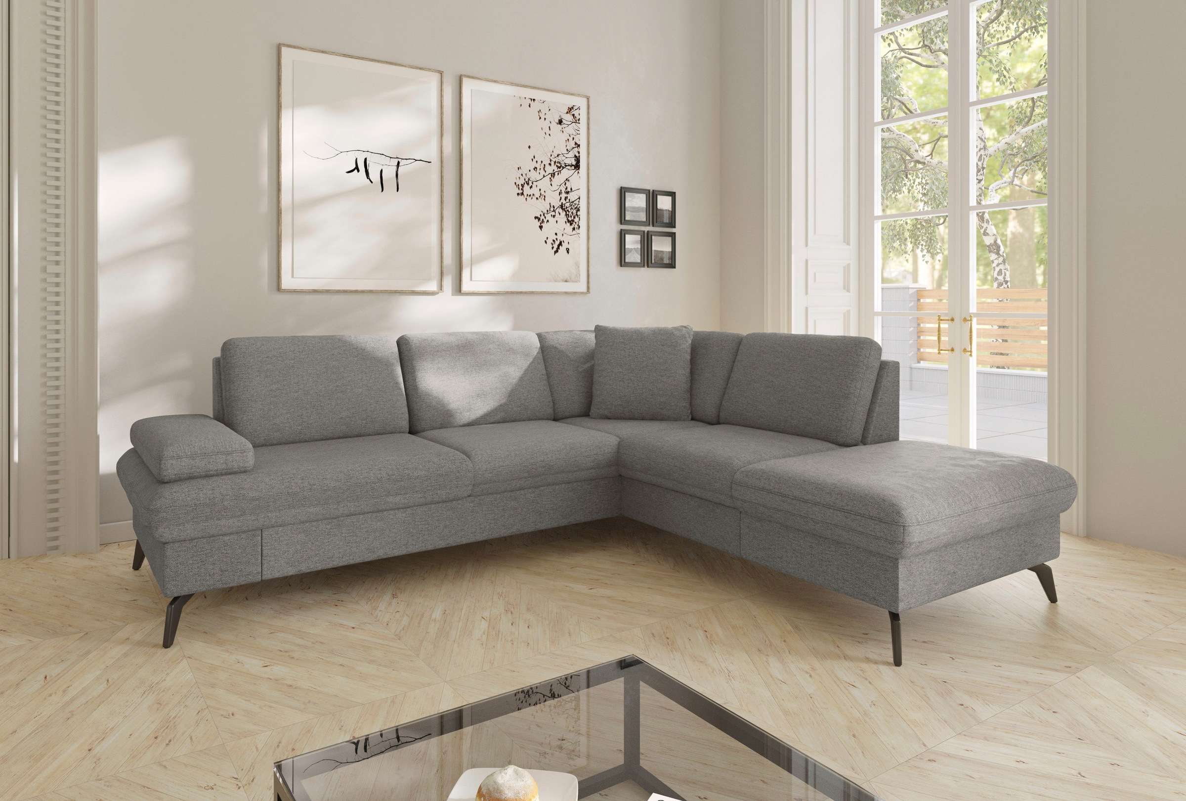 sit&more Ecksofa »Morris Jubi L-Form«, inkl. Armteilfunktion und 1 Zierkissen, wahlweise mit Bettfunktion