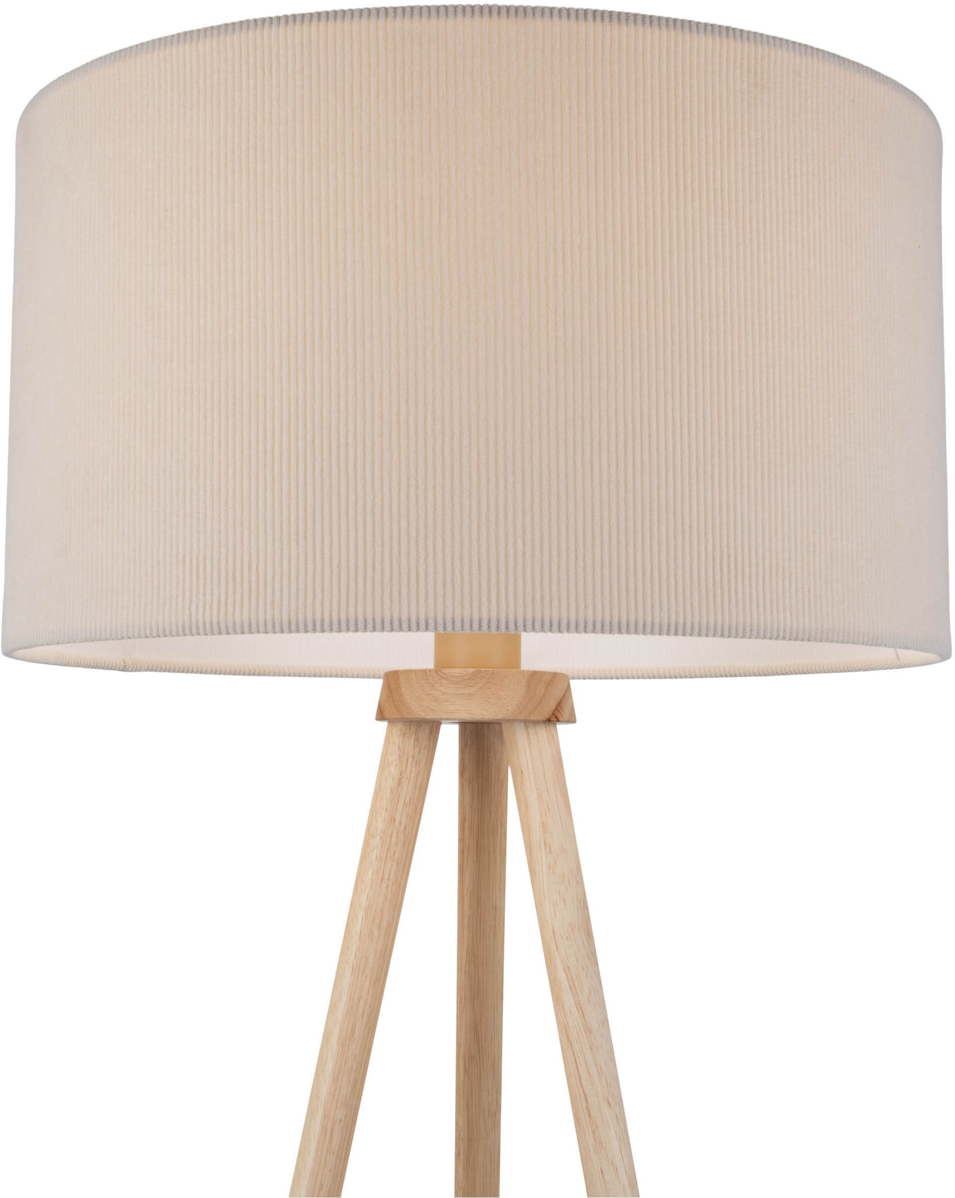 OTTO home Stehlampe »Torell« E27 1 Stk. Schirm mit Cordbezug, Dreibein aus Holz, 1x E27 exkl., Zuleitung 300cm