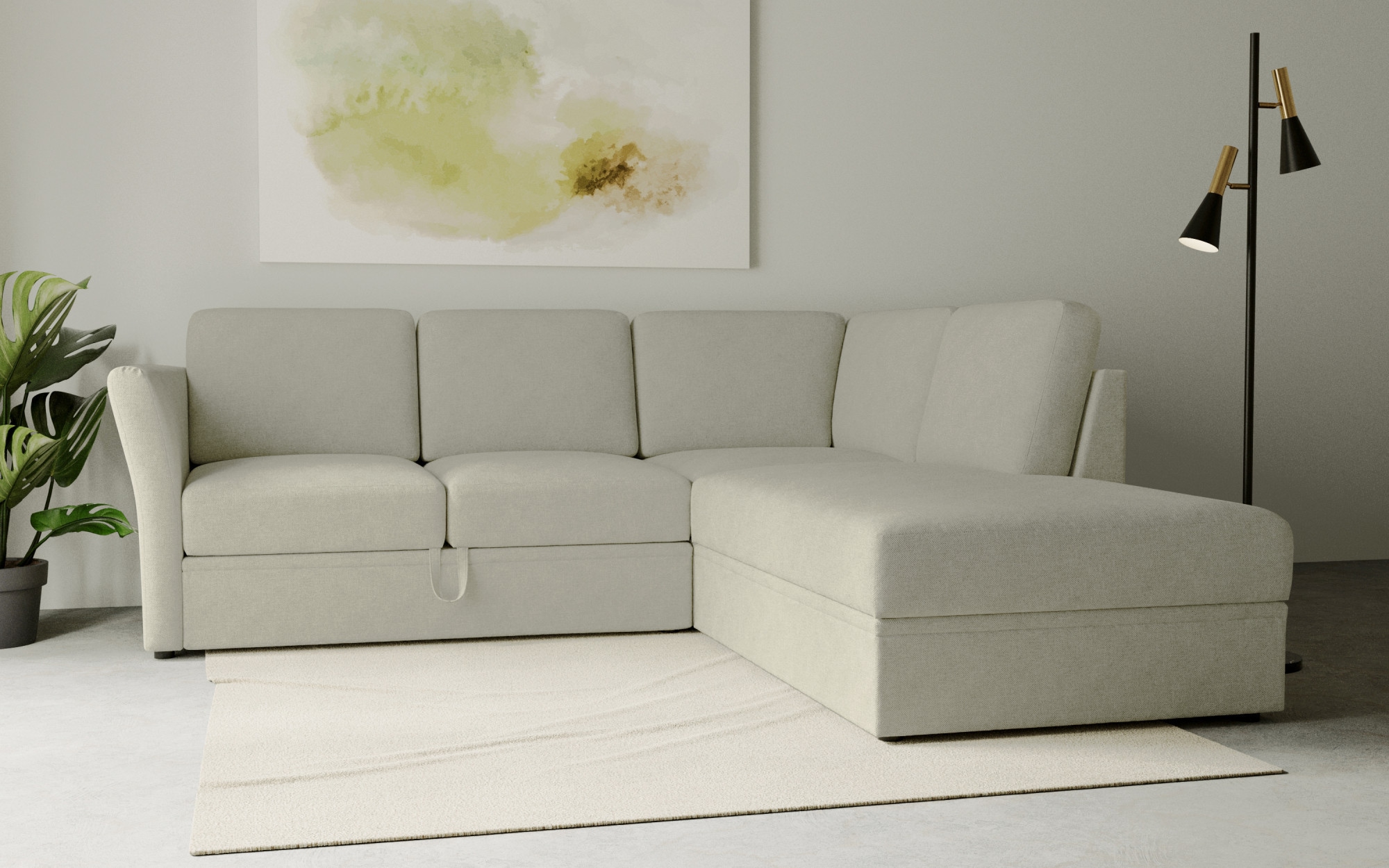 OTTO home Ecksofa "Lavars, L-Form, Schlafsofa" mit Bettfunktion und Stauraum, in zwei verschiedenen Bezugsqualitäten