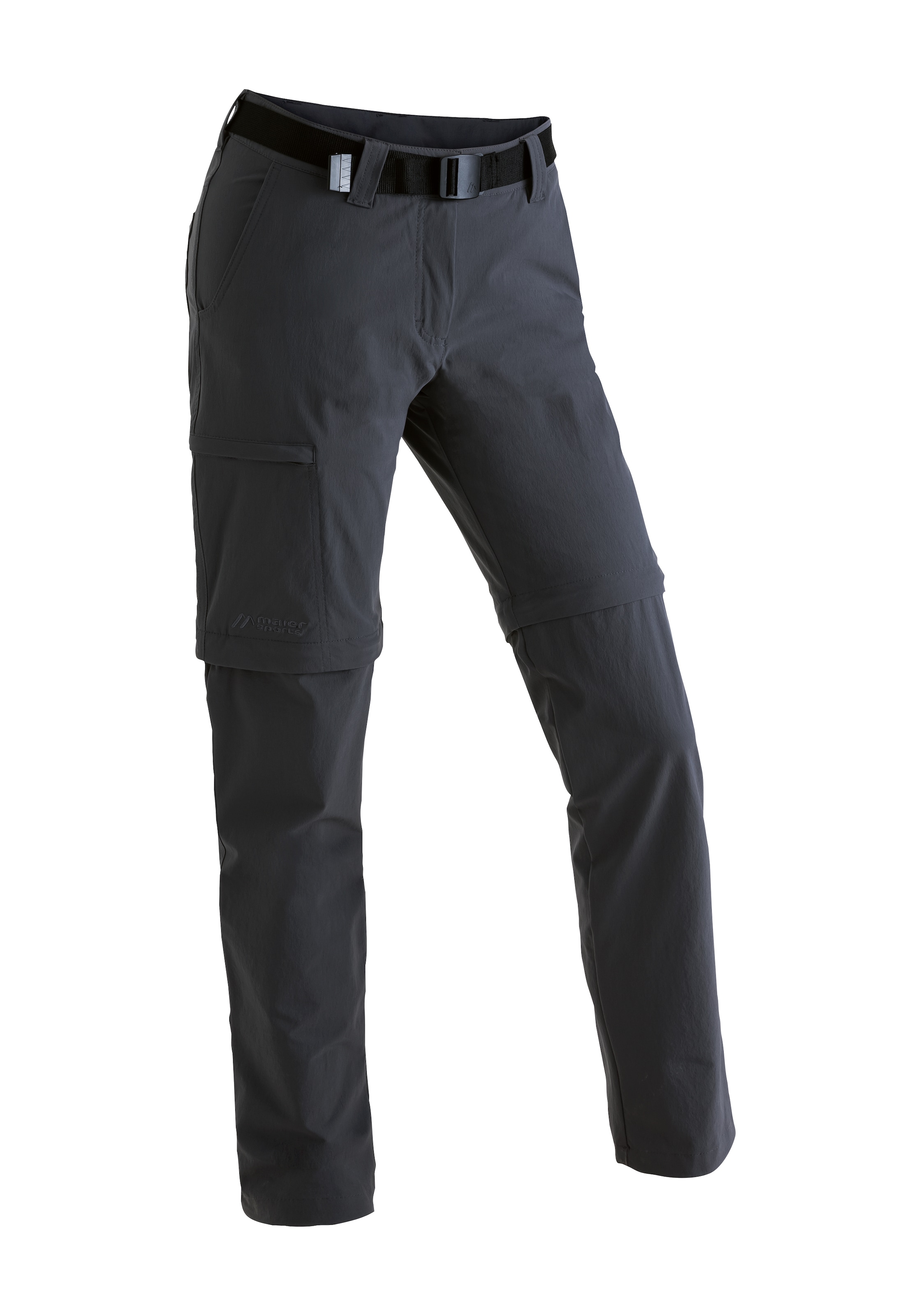 Outdoorhose MAIER SPORTS "Inara slim zip", Damen, Gr. 18, Kurzgrößen, schwarz, 90% Polyamid, 10% Elasthan, Hosen Outdoorhose, Damen Zip-Off Wanderhose, atmungsaktive Trekkinghose, Slim Fit
