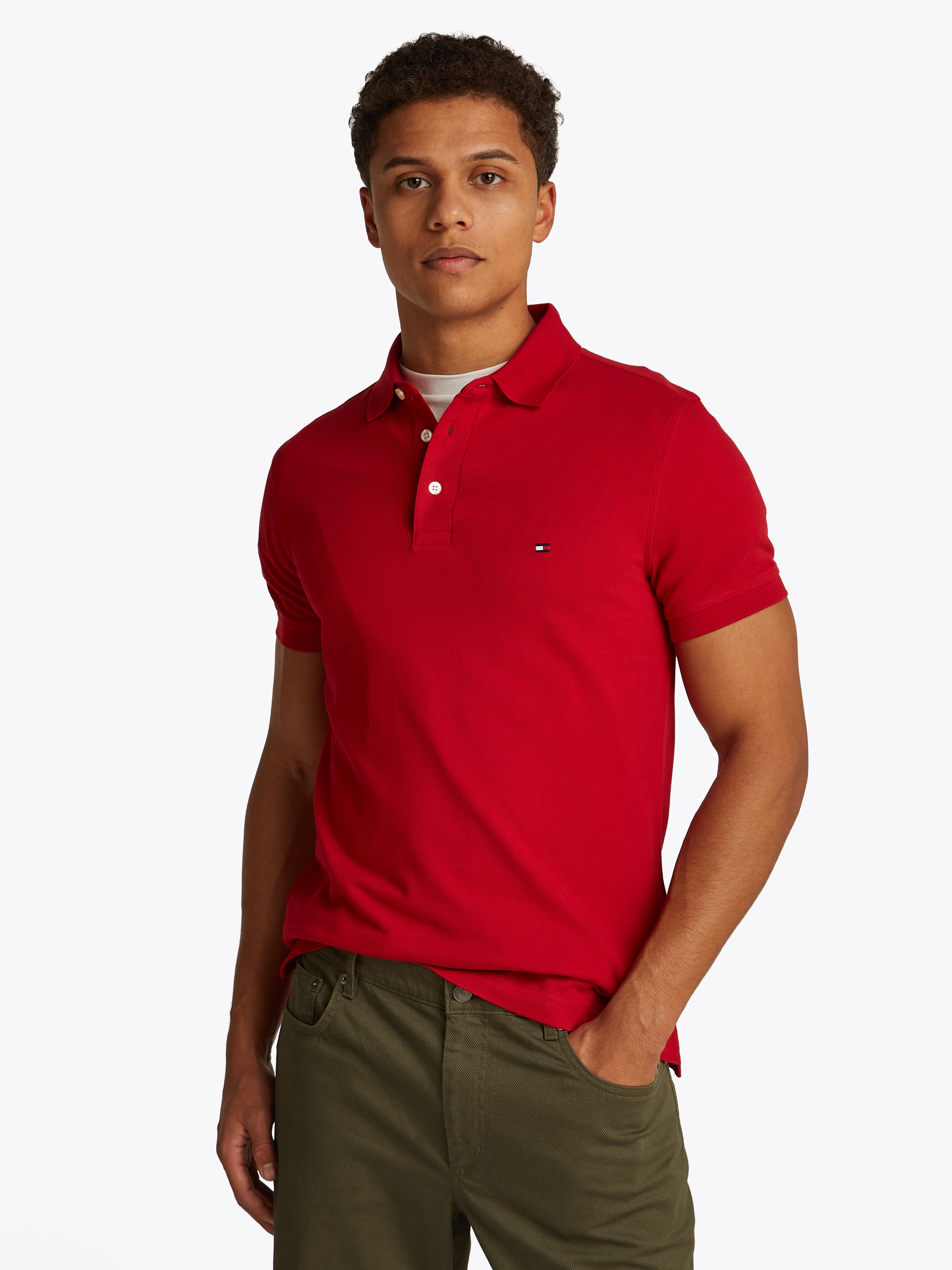 Tommy Hilfiger Poloshirt "1985 SLIM POLO mit Stickerei und Piqué-Qualität", günstig online kaufen