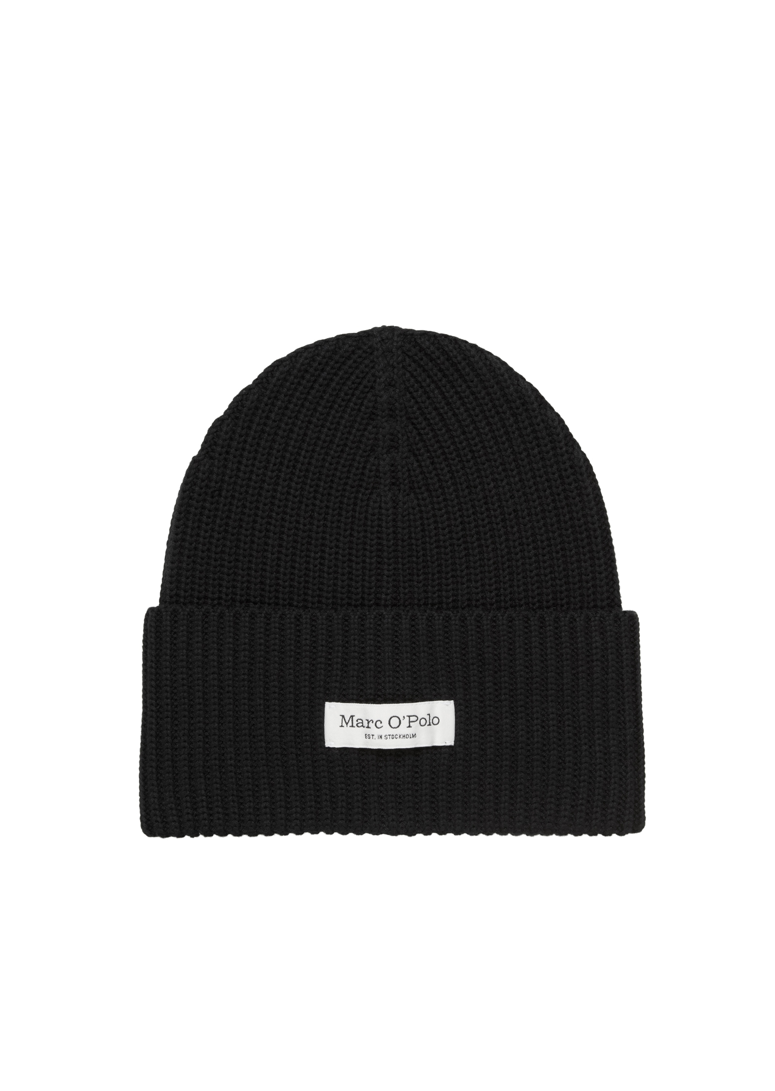 Marc OPolo Beanie breiter Umschlag, Markenlabel, Rippstrick günstig online kaufen