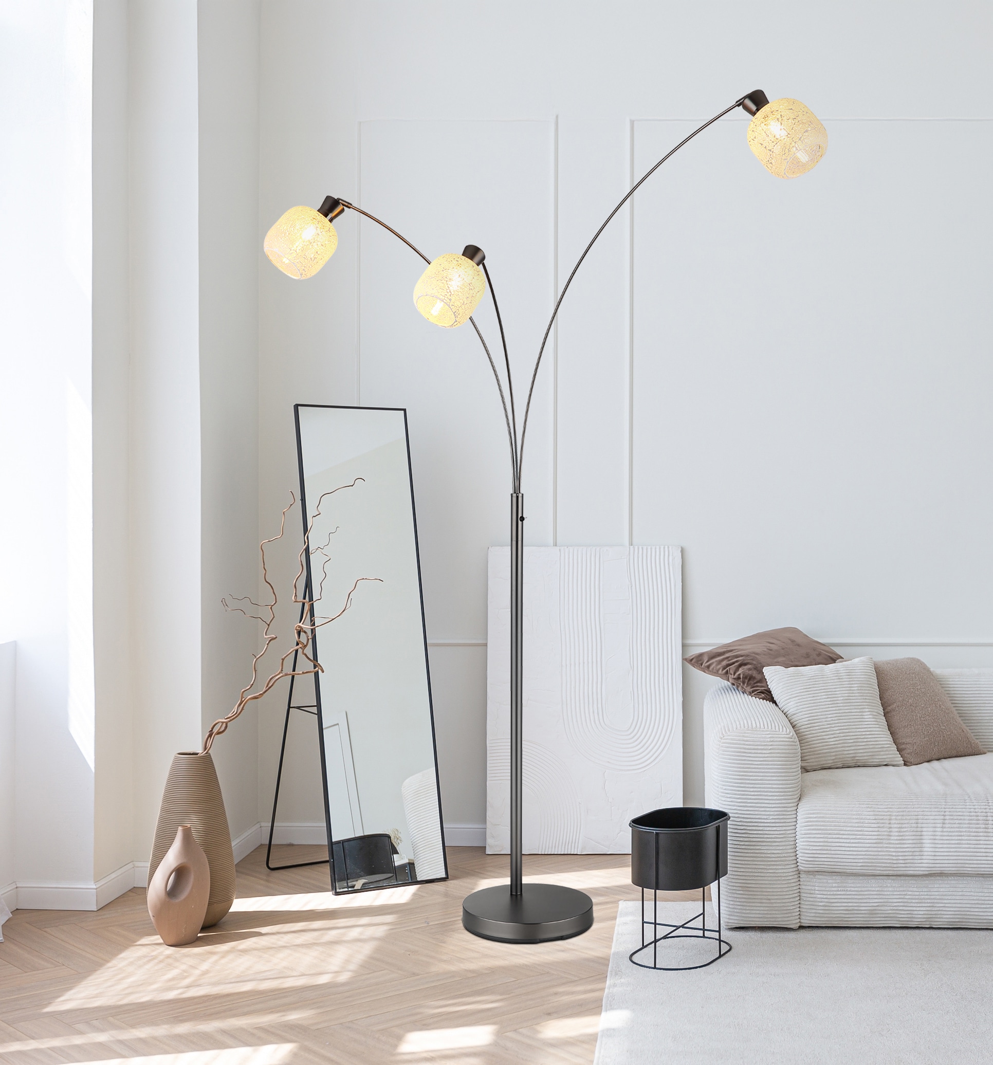 GLOBO LIGHTING Stehlampe »BROKANA« E14 1 Stk. Schwarz-chrome Stehleuchte mit Mosaikglas und Wippschalter