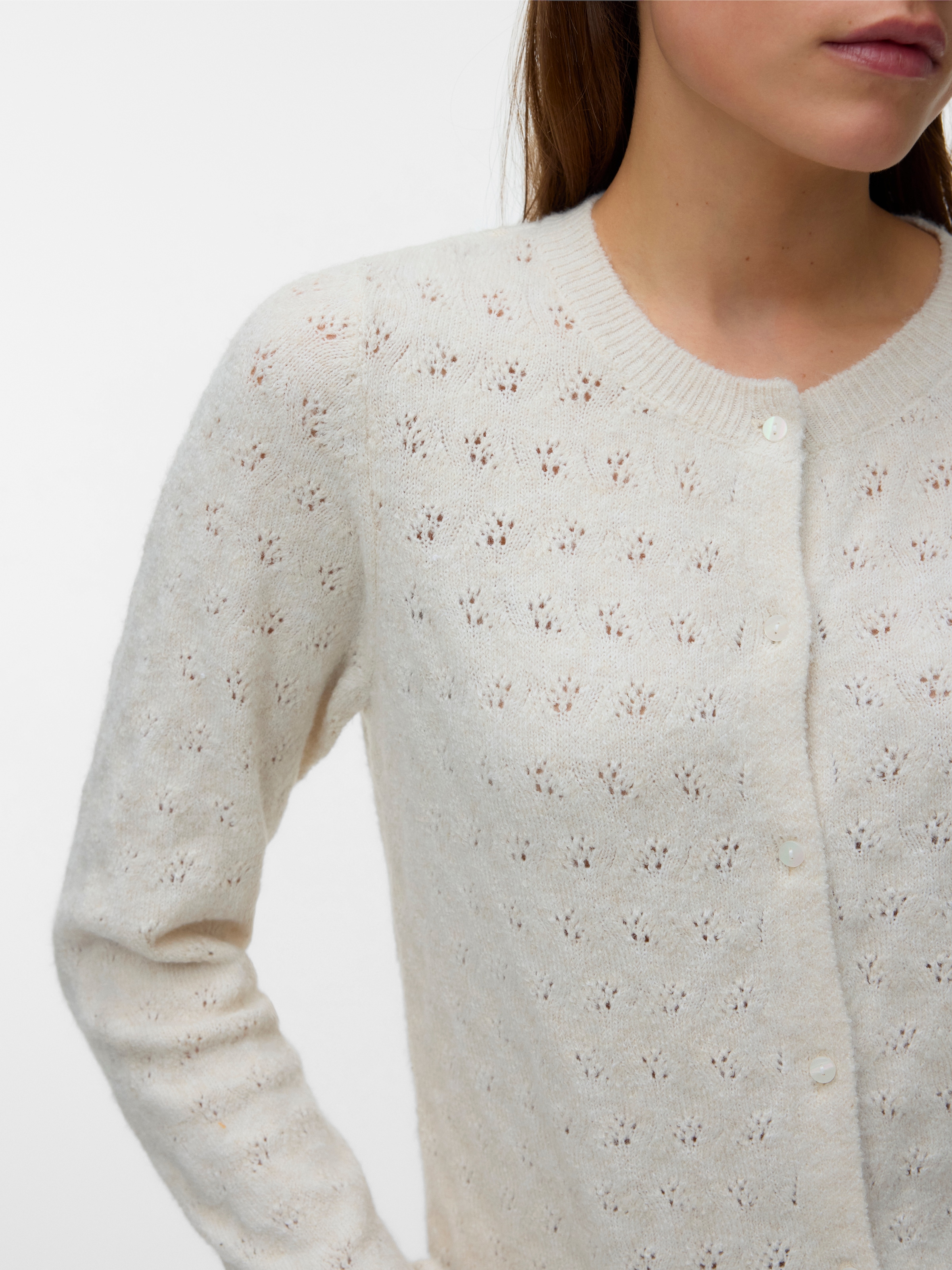 Vero Moda Strickjacke »VMDOFFY STITCH LS O-NECK CARDIGAN NOOS« Materialmix, regular fit