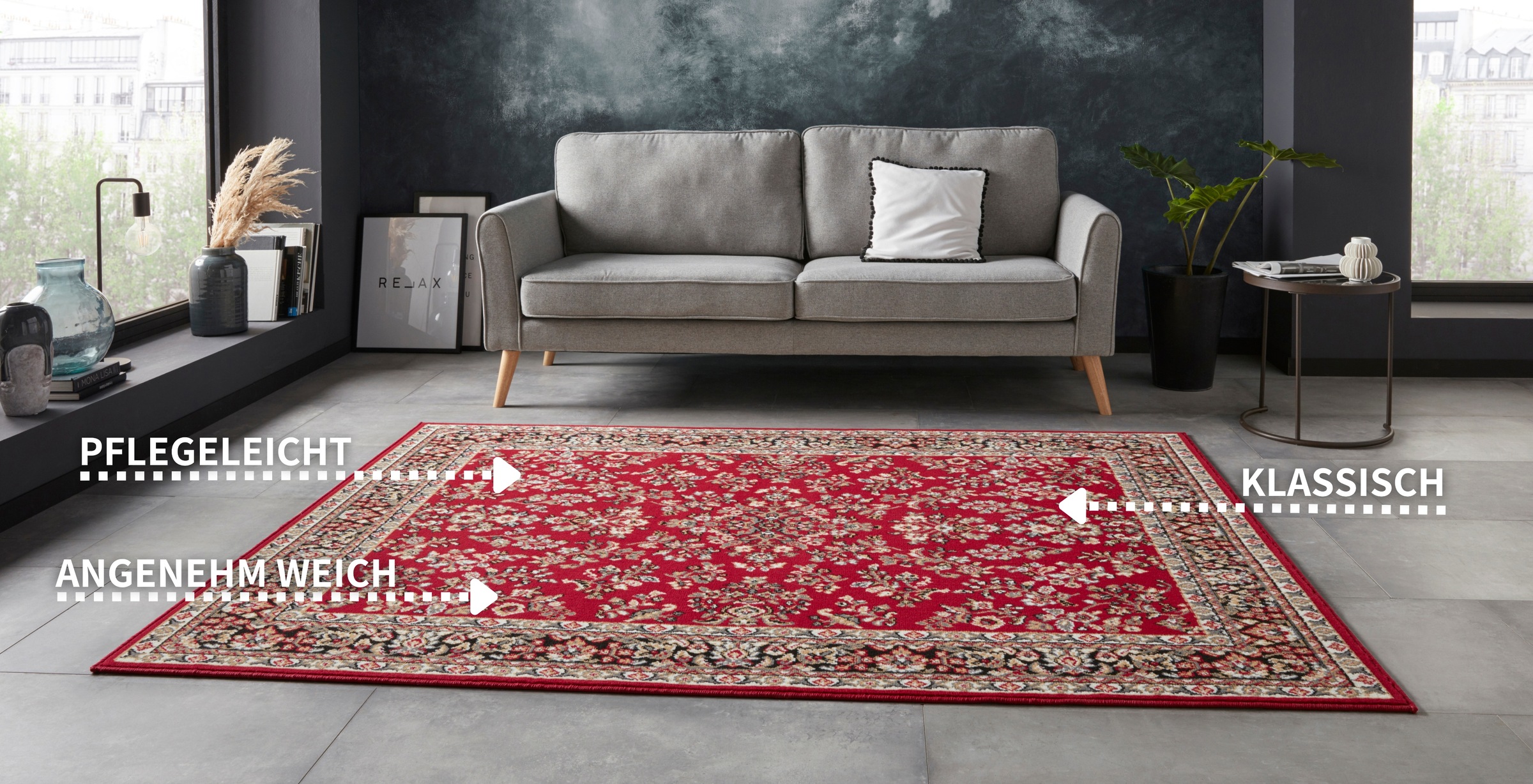 Thumbnail - HANSE Home Teppich "Halton" rechteckig 8 mm Höhe Kurzflor, Orient-Optik, mit Bordüre, Läufer, pflegeleicht, gekettelt