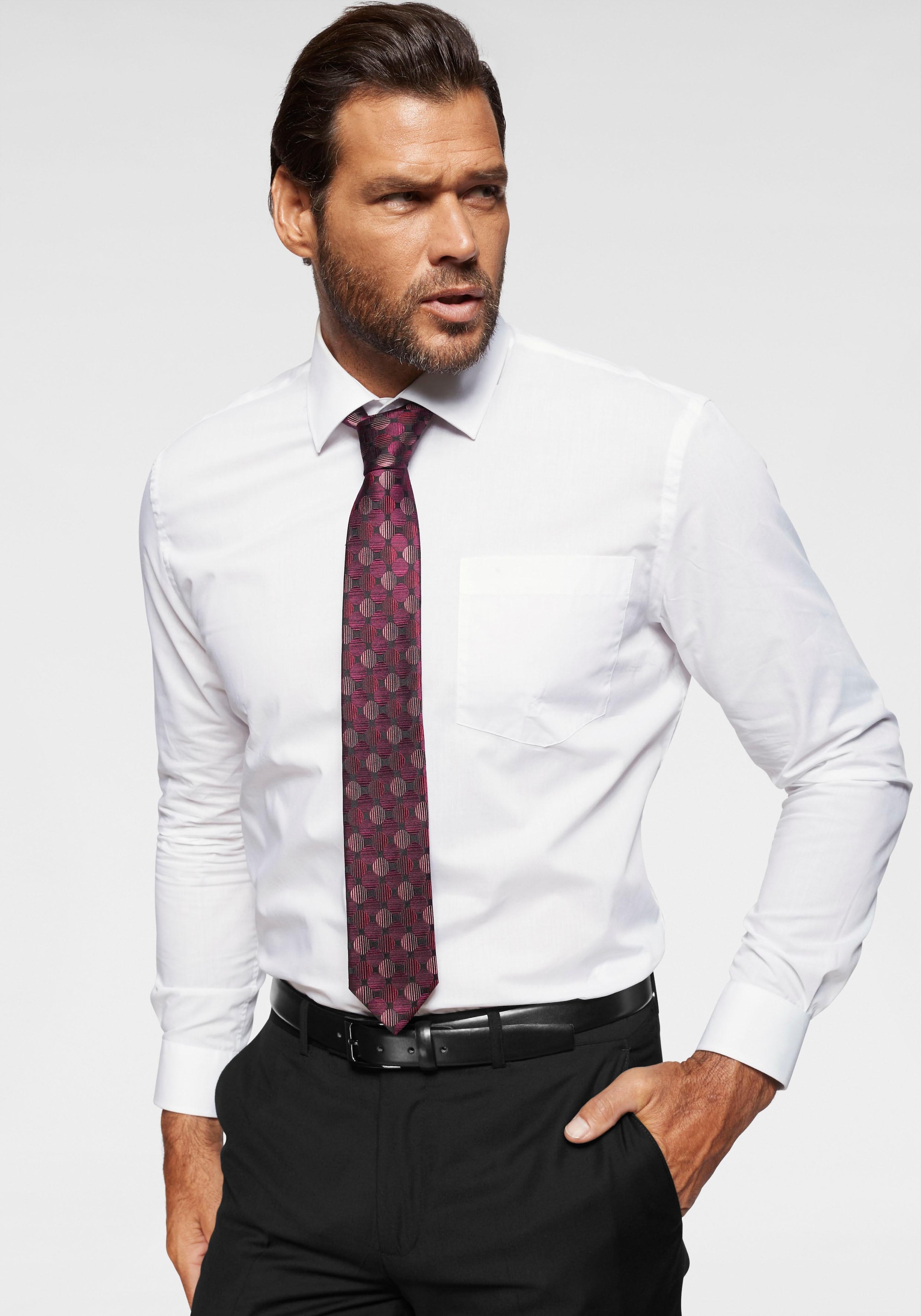 Mans World Langarmhemd mit Kentkragen, normale Passform, aus Baumwolle und Polyester