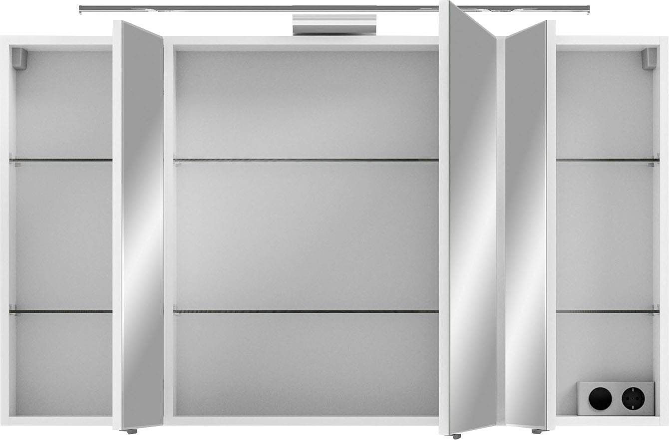 Saphir Badmöbel-Set »6005 Sprint 3-teilig, Keramik-Waschtisch mit LED-Spiegelschrank«, (4 St.), Unterschrank, inkl. Türdämpfer, 4 Türen, 3 Schubladen, Bad-Set