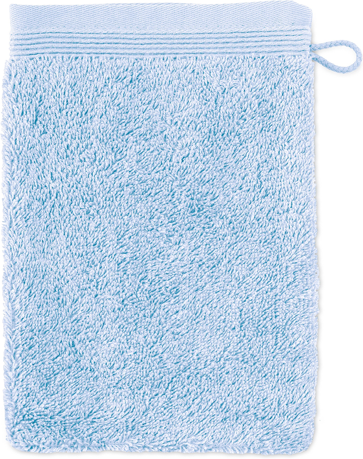 Möve Waschhandschuh "Superwuschel 100% Premium Cotton Baumwolle" mit Biesenbordüre und praktischem Kordelaufhänger, einfarbig, weich
