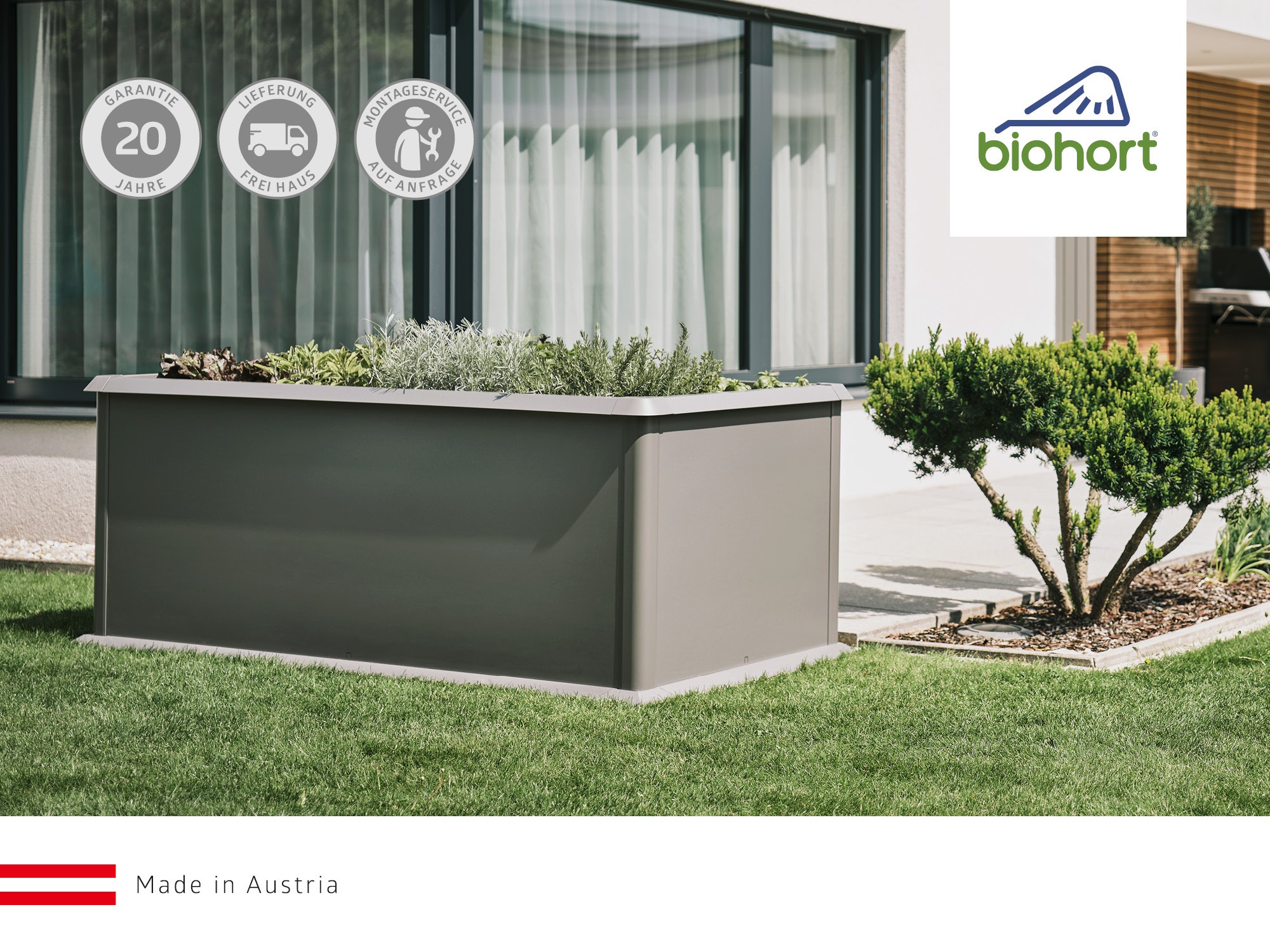 Biohort Pflanzbeet Belvedere B 201 x T 53 cm (Gr. 200) 77 cm (MAXI) silber-metallic - Image 2