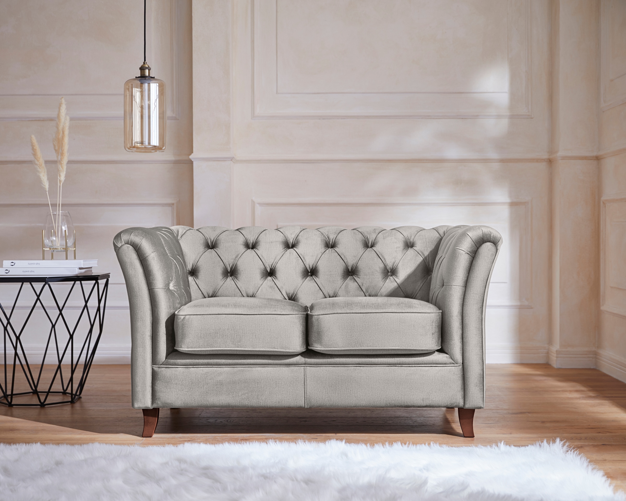 Home affaire Chesterfield-Sofa "Reims", mit echter Chesterfield-Knopfheftung, hochwertige Verarbeitung