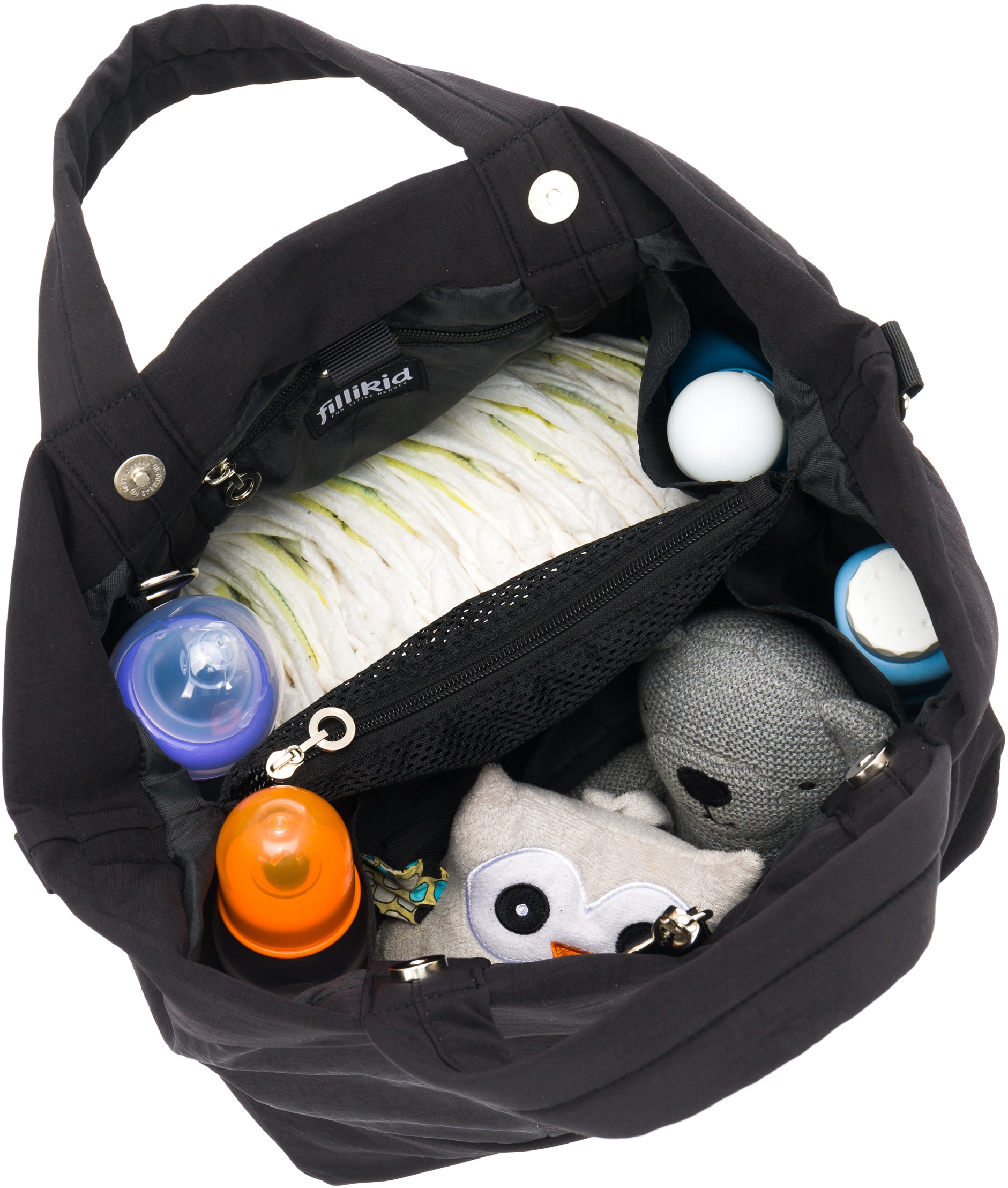 Fillikid Wickeltasche »Palma, schwarz«, mit Thermotasche und Wickelunterlage