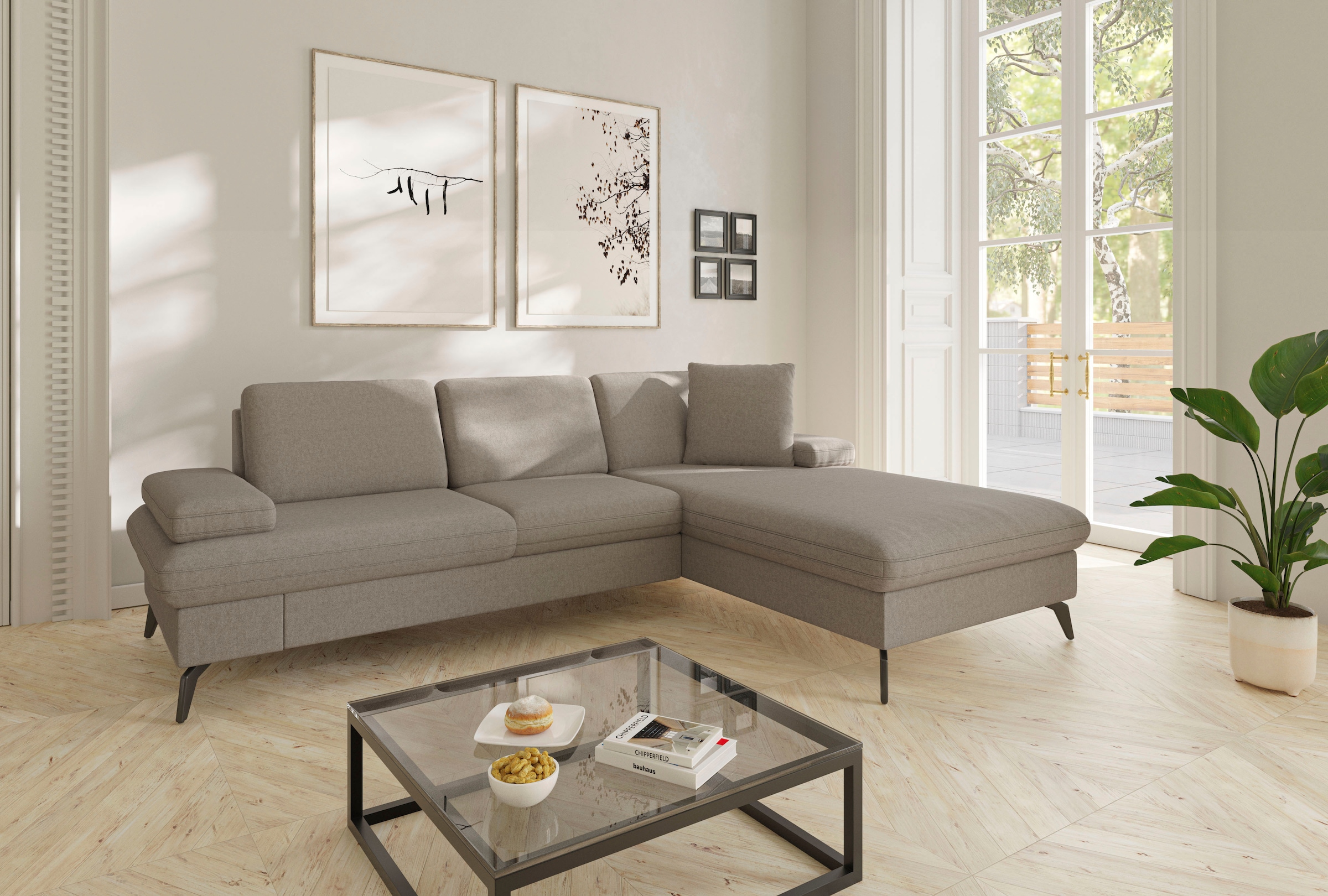 sit&more Ecksofa "Morris Jubi L-Form, B: 247 cm" mit Armteilfunktion & 1 Zierkissen, optional Schlaffunktion
