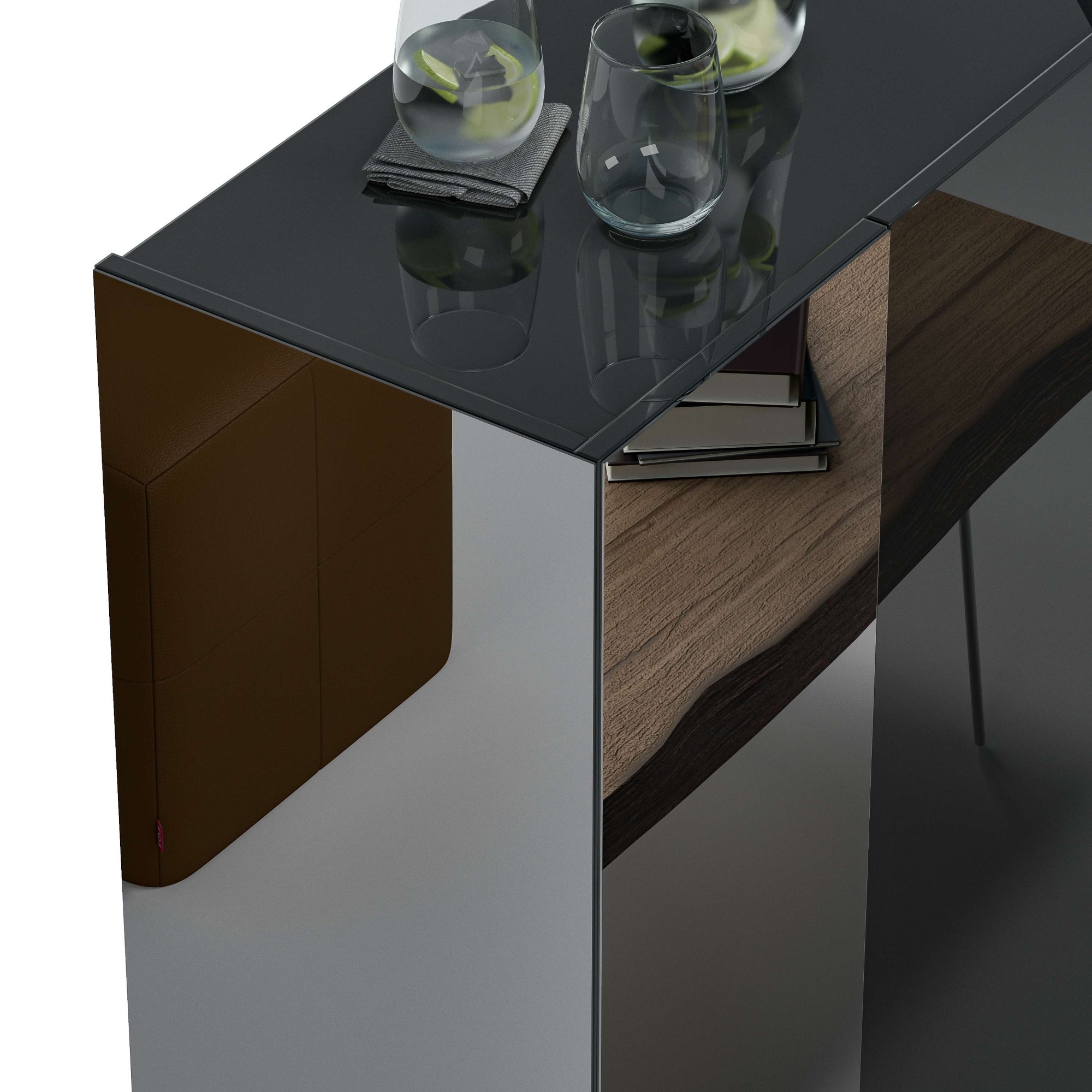 INOSIGN Schuhschrank »Tanko,Schukommode,mit 5 verstellbare Holzböden, individuelle Fachhöhe«, (1 St.), Tür und Seite mit verdunkeltem Spiegel,6 Fächer,24 paar Schuhe,87 cm