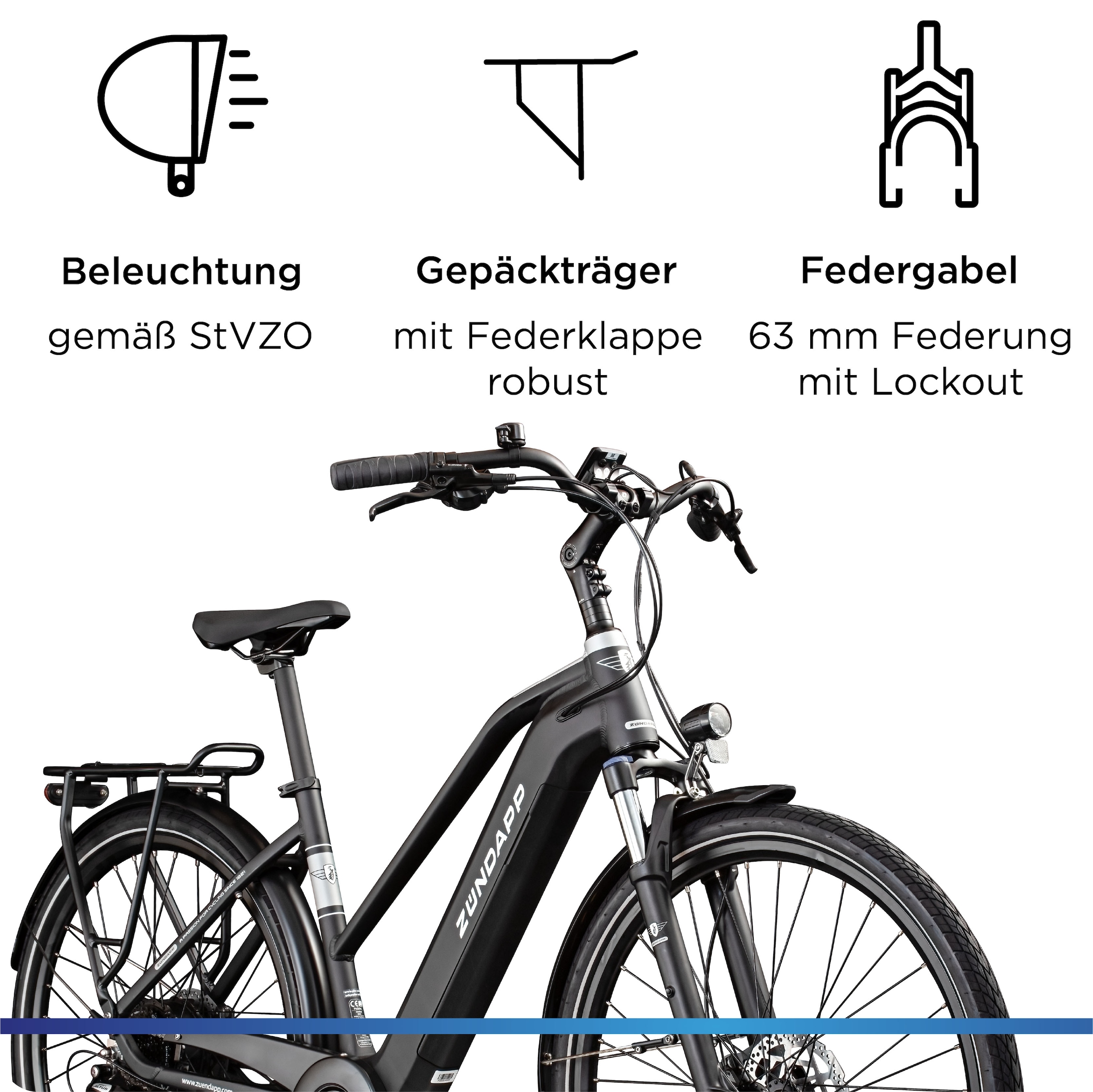Zündapp »Z810« 24 Gang Shimano Altus RD-M310 Schaltwerk Kettenschaltung Heckmotor 250 W Pedelec, Elektrofahrrad für Damen