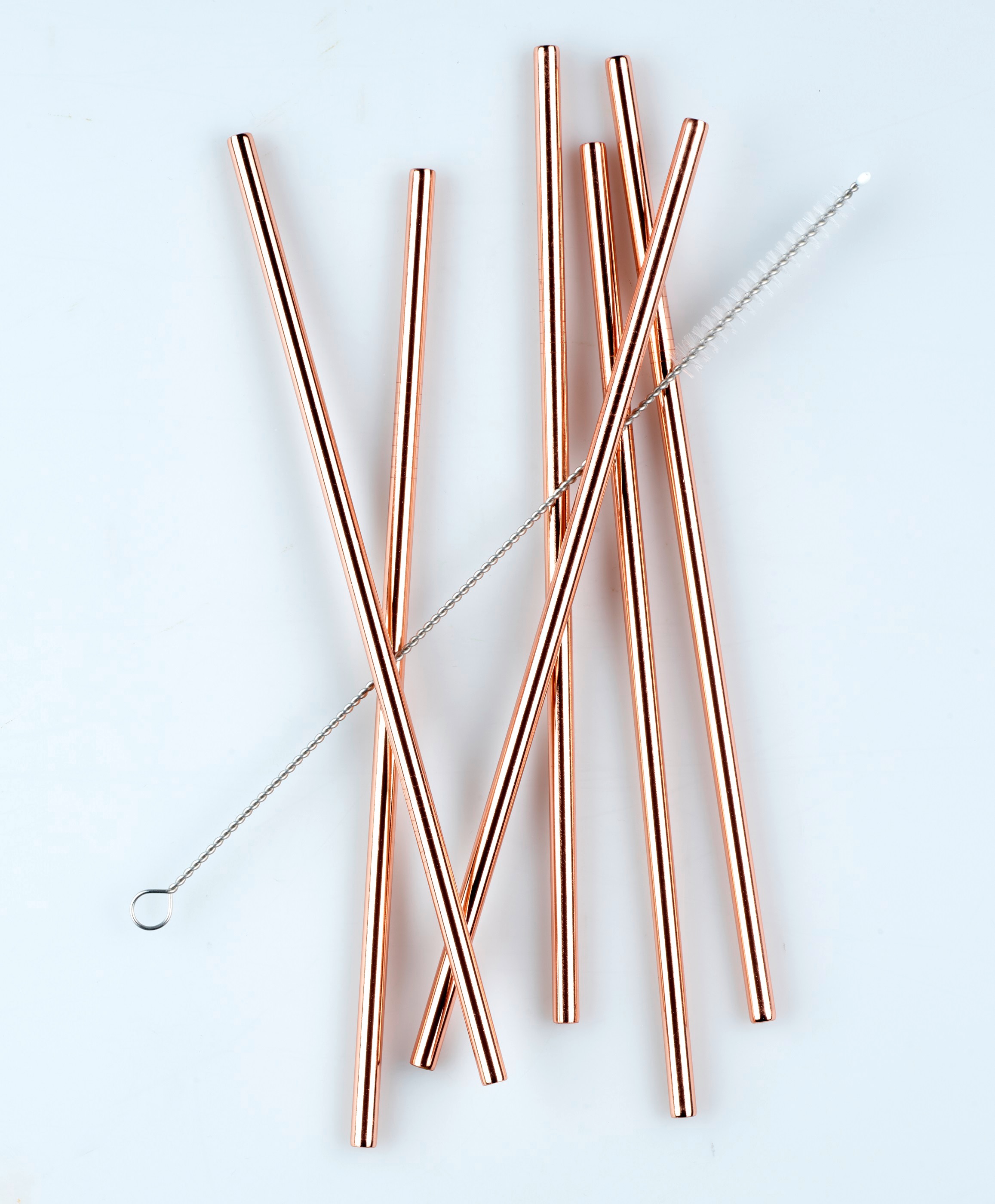 ECHTWERK Trinkhalme, (Set, 6 tlg.), Strohhalm-Set, Cocktail Zubehör, Edelstahl, inkl. Reinigungsbürste