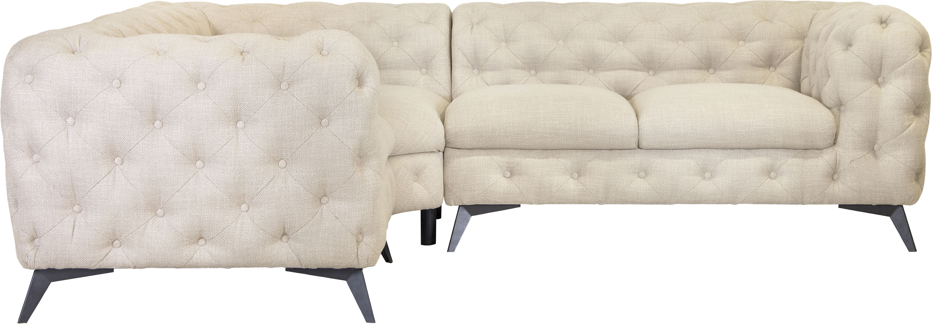 Thumbnail - Leonique Chesterfield-Sofa "Ecksofa GLYNIS L-Form mit Wellenunterfederung, Maße B/T/H 264/264/75cm", aufwändige Knopfhef...
